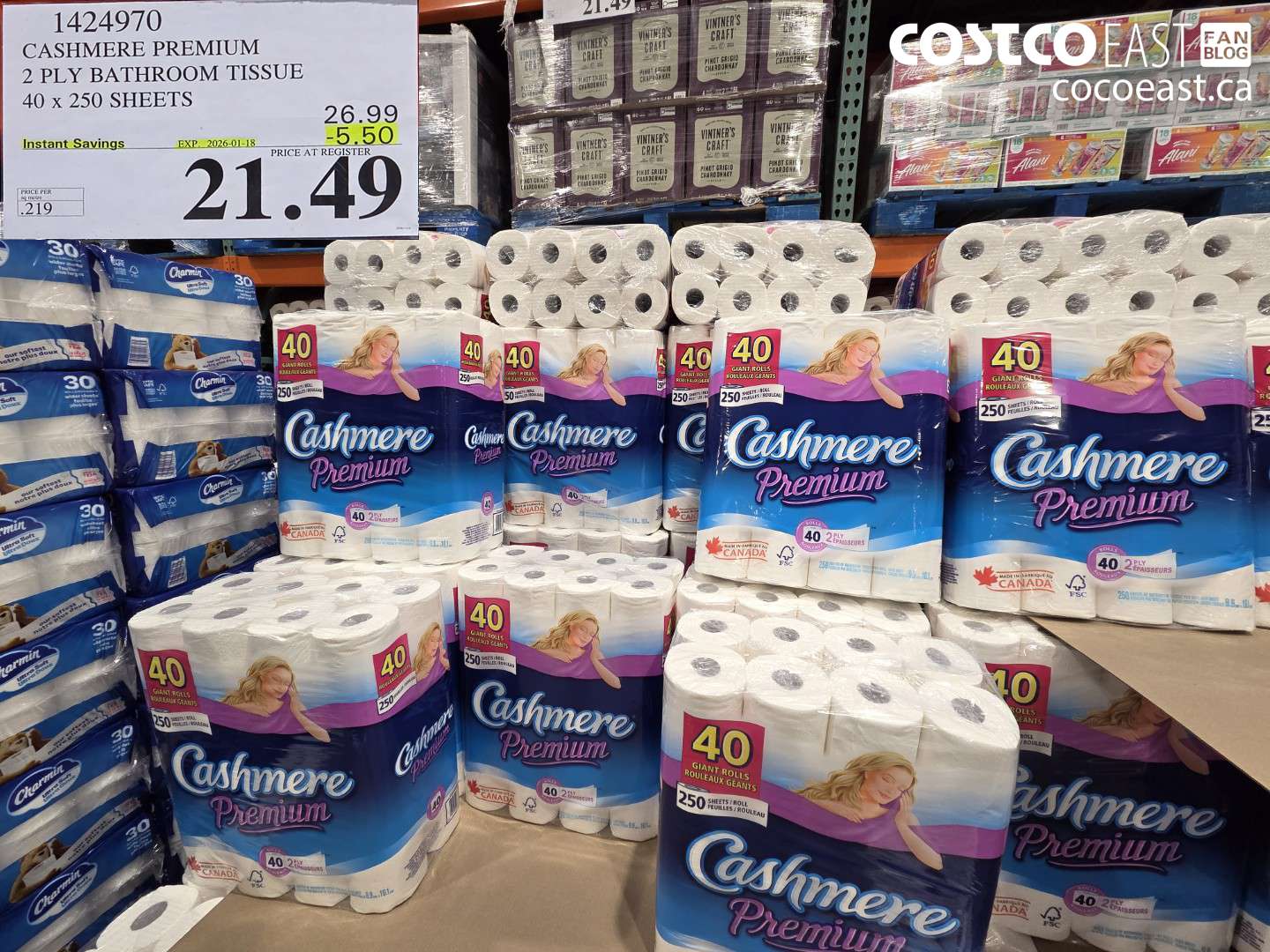 1424970 CASHMERE PREMIUM 2 PLY BATHROOM TISSUE 40 x 250 sheets ($5.50 INSTANT SAVINGS EXPIRES ON 2026-01-18) $21.49