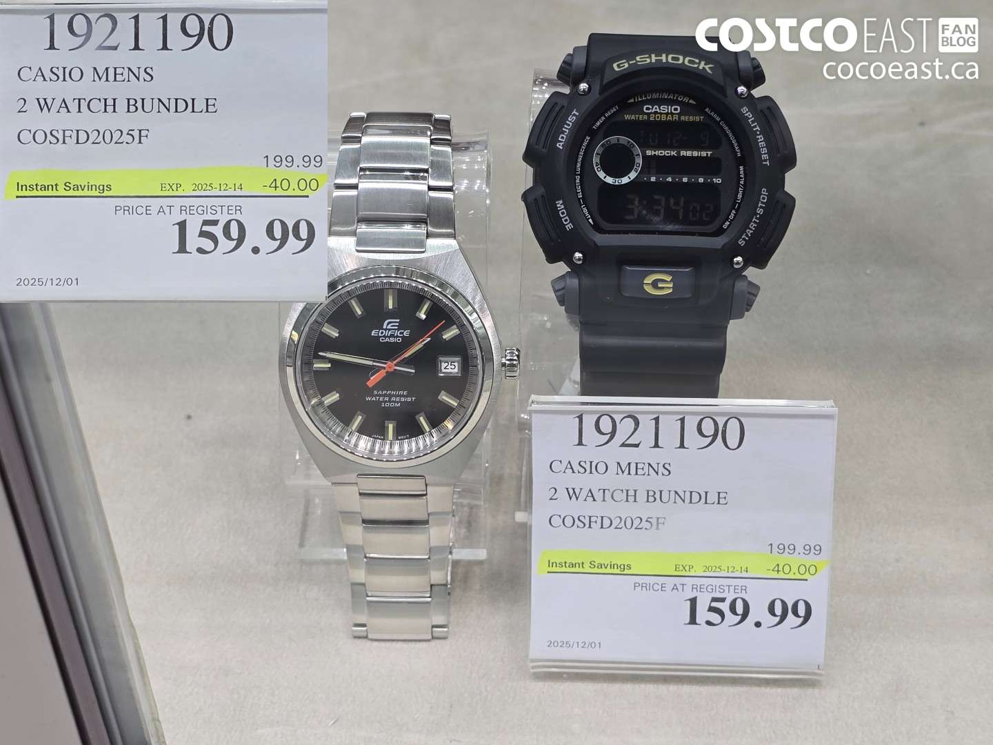 1921190 CASIO MENS 2 WATCH BUNDLE COSFD2025F ($40.00 INSTANT SAVINGS EXPIRES ON 2025-12-14) $159.99