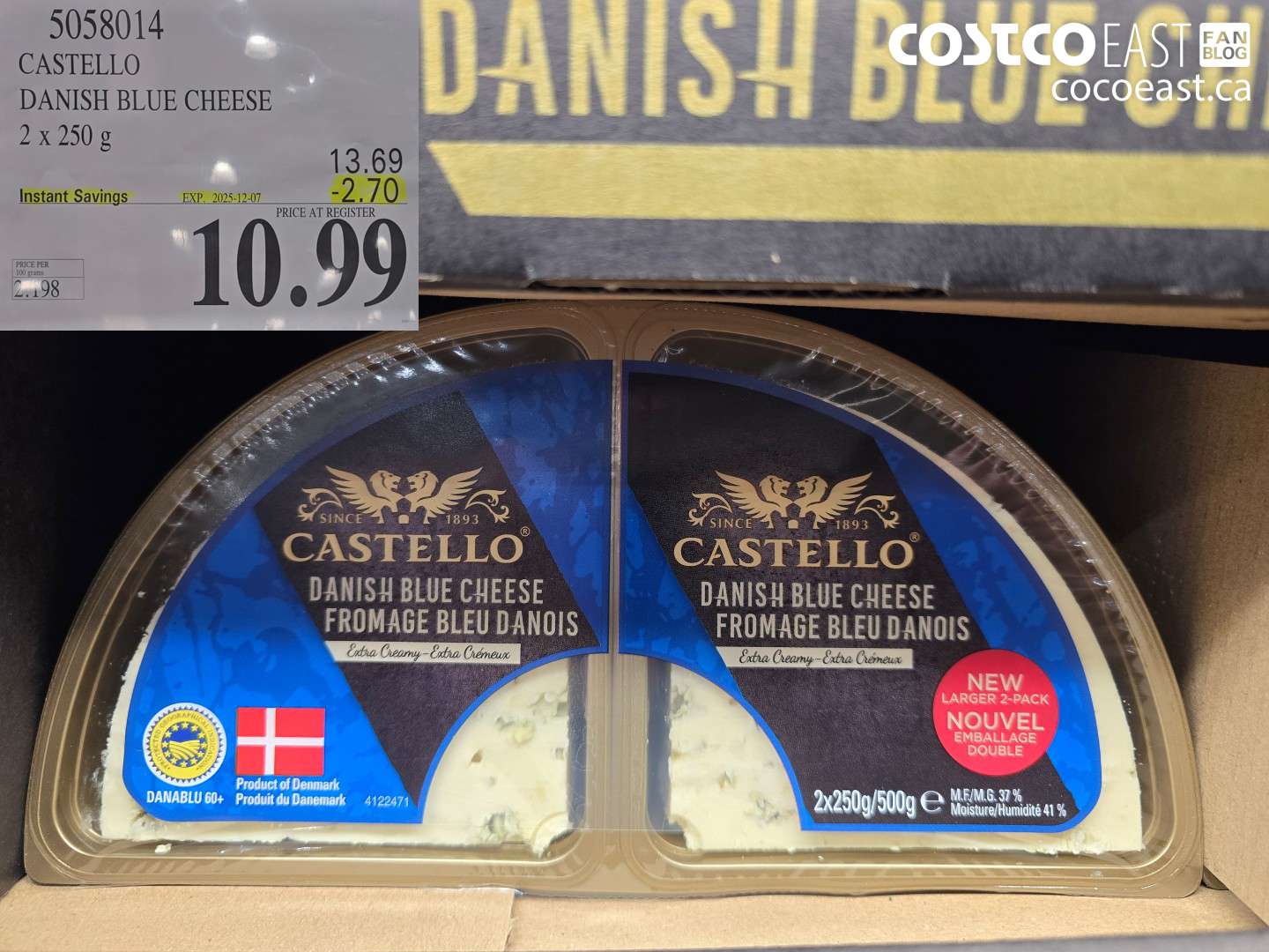 5058014 CASTELLO DANISH BLUE CHEESE 2 X 250G ($2.70 INSTANT SAVINGS EXPIRES ON 2025-12-07) $10.99
