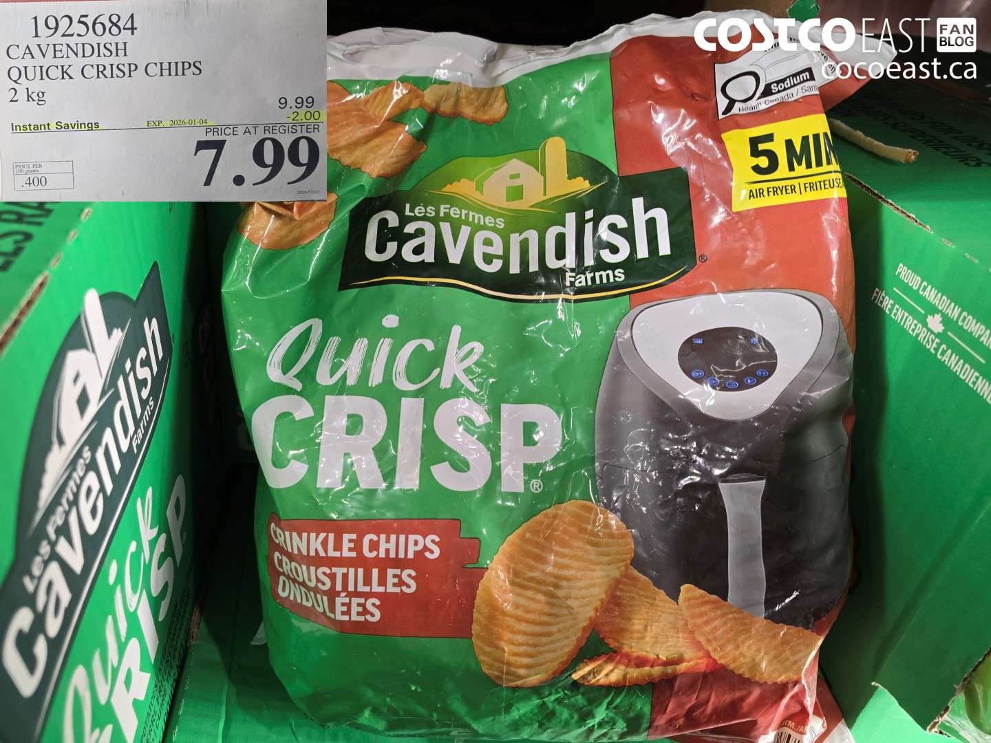 1925684 CAVENDISH QUICK CRISP CHIPS 2 kg ($2.00 INSTANT SAVINGS EXPIRES ON 2026-01-04) $7.99