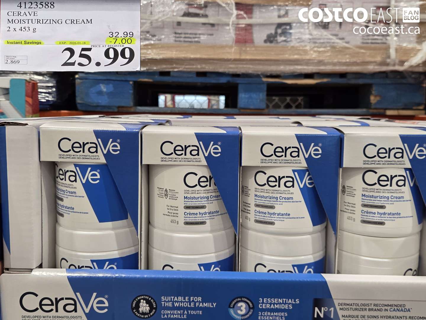 4123588 CERAVE MOISTURIZING CREAM 2 x 453g ($7.00 INSTANT SAVINGS EXPIRES ON 2025-01-18) $25.99