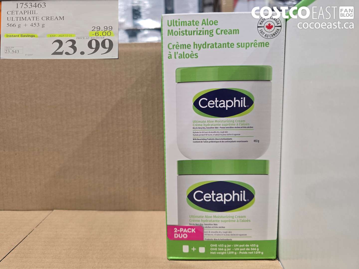 1753463 CETAPHIL ULTIMATE CREAM 566 g + 453 G ($6.00 INSTANT SAVINGS EXPIRES ON 2025-12-21) $23.99