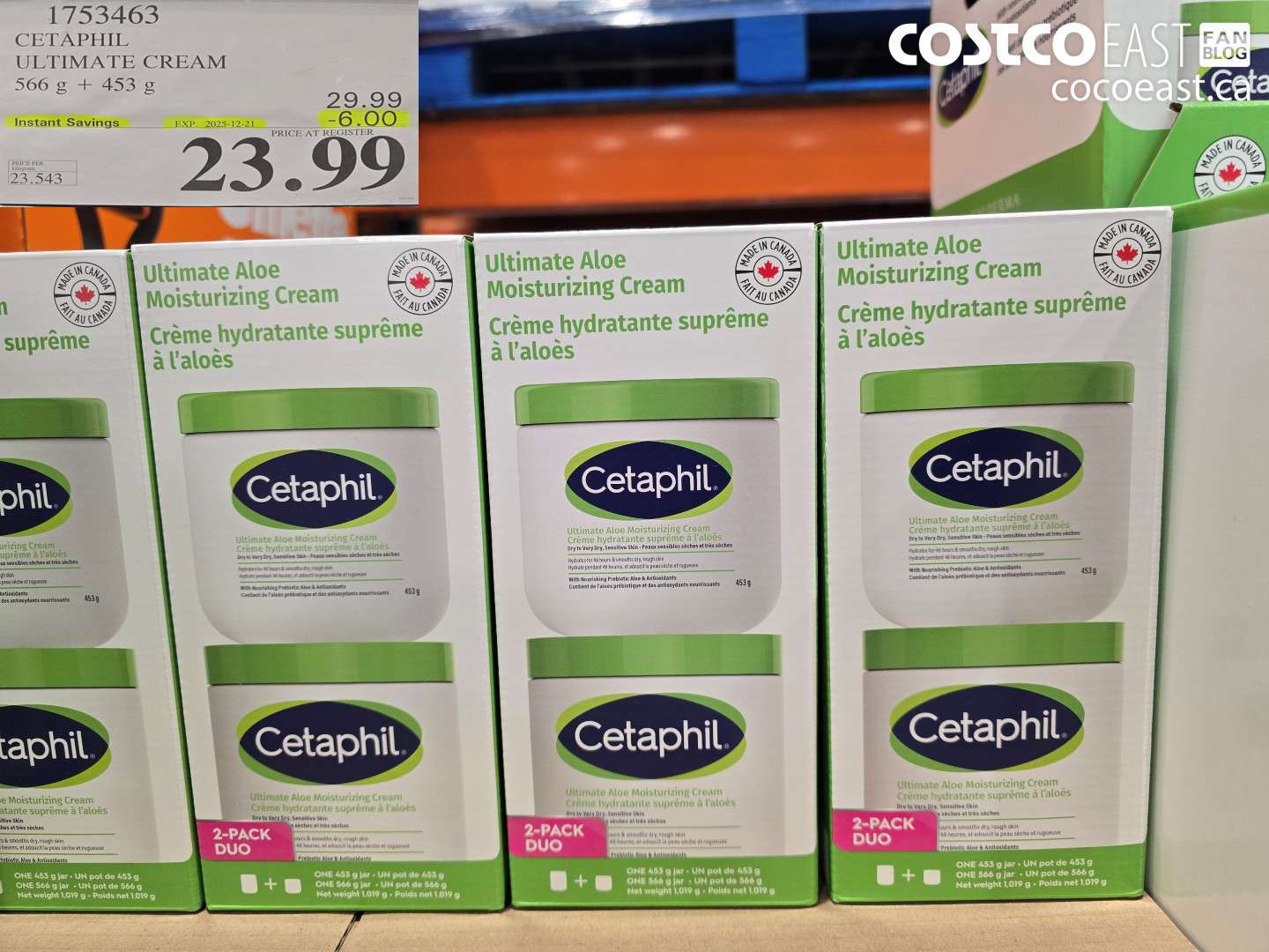 1753463 CETAPHIL ULTIMATE CREAM 566 g + 453 G ($6.00 INSTANT SAVINGS EXPIRES ON 2025-12-21) $23.99