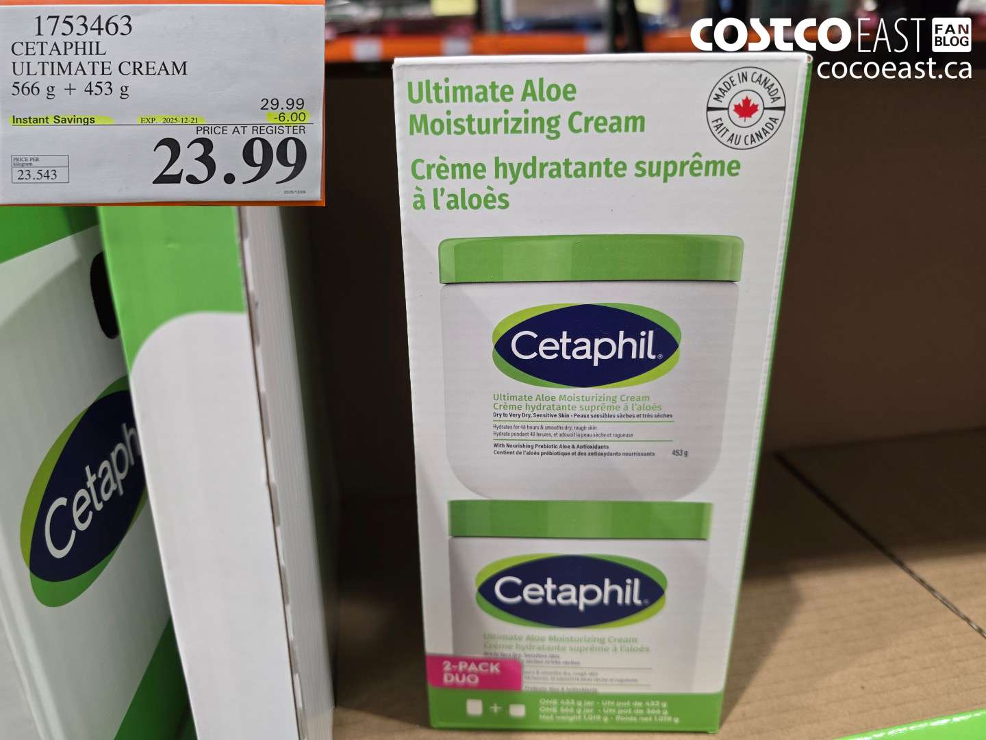 1753463 CETAPHIL ULTIMATE CREAM 566 g + 453 G ($6.00 INSTANT SAVINGS EXPIRES ON 2025-12-21) $23.99