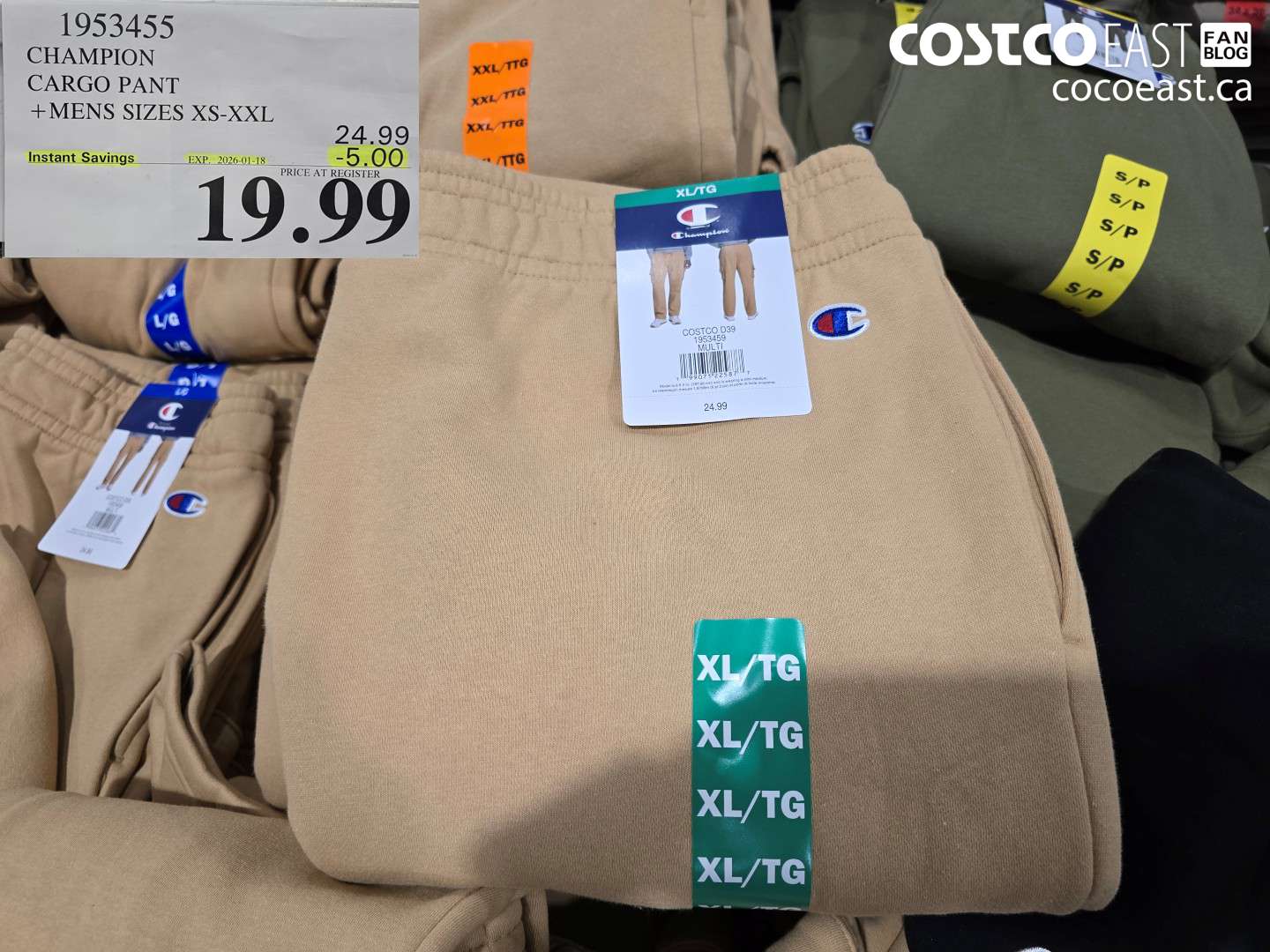 1953455 CHAMPION CARGO PANT +MENS SIZES XS-XXL ($5.00 INSTANT SAVINGS EXPIRES ON 2026-01-18) $19.99