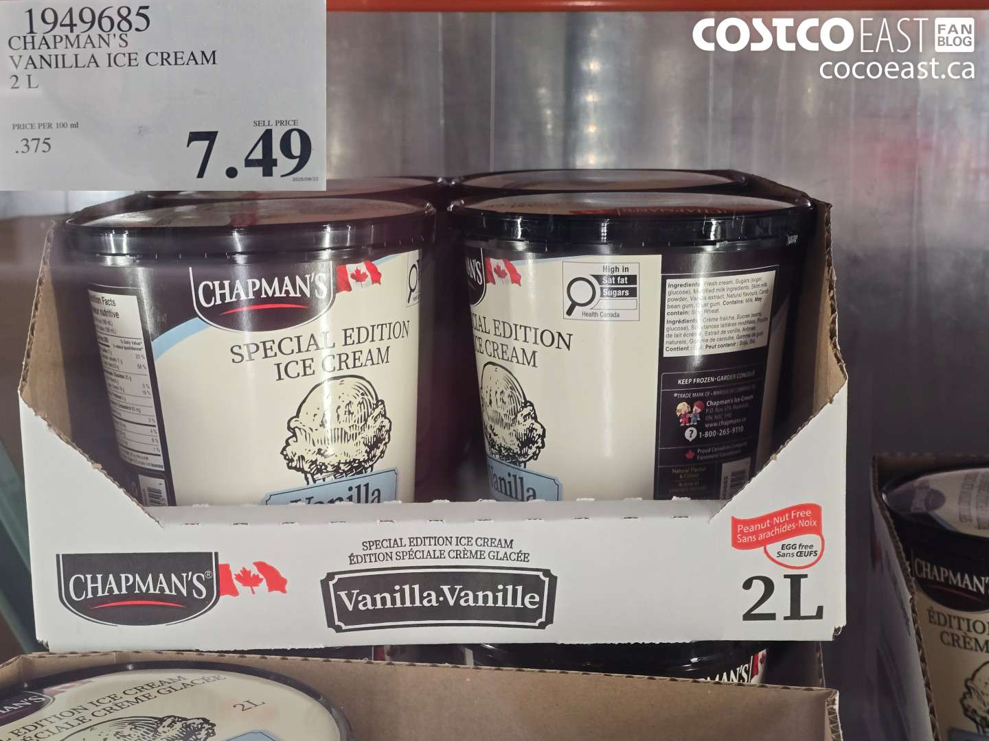 1949685 CHAPMAN'S VANILLA ICE CREAM 2 L $7.49