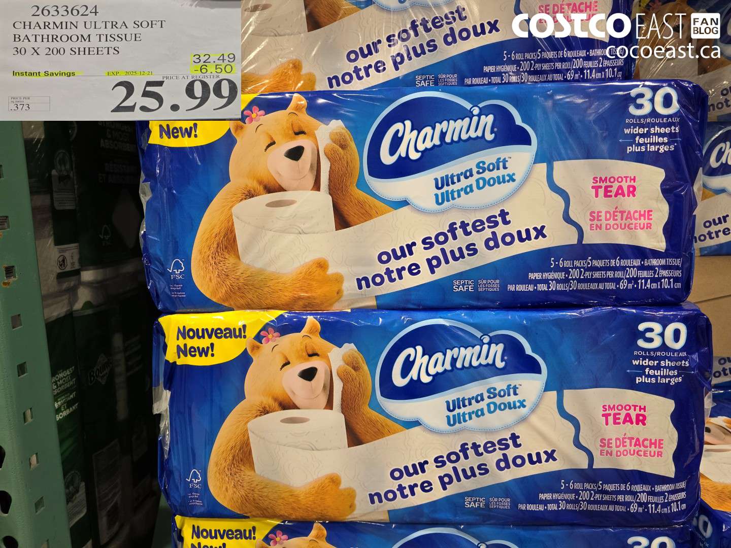 2633624 CHARMIN ULTRA SOFT BATHROOM TISSUE 30 X 200 SHEETS ($6.50 INSTANT SAVINGS EXPIRES ON 2025-12-21) $25.99