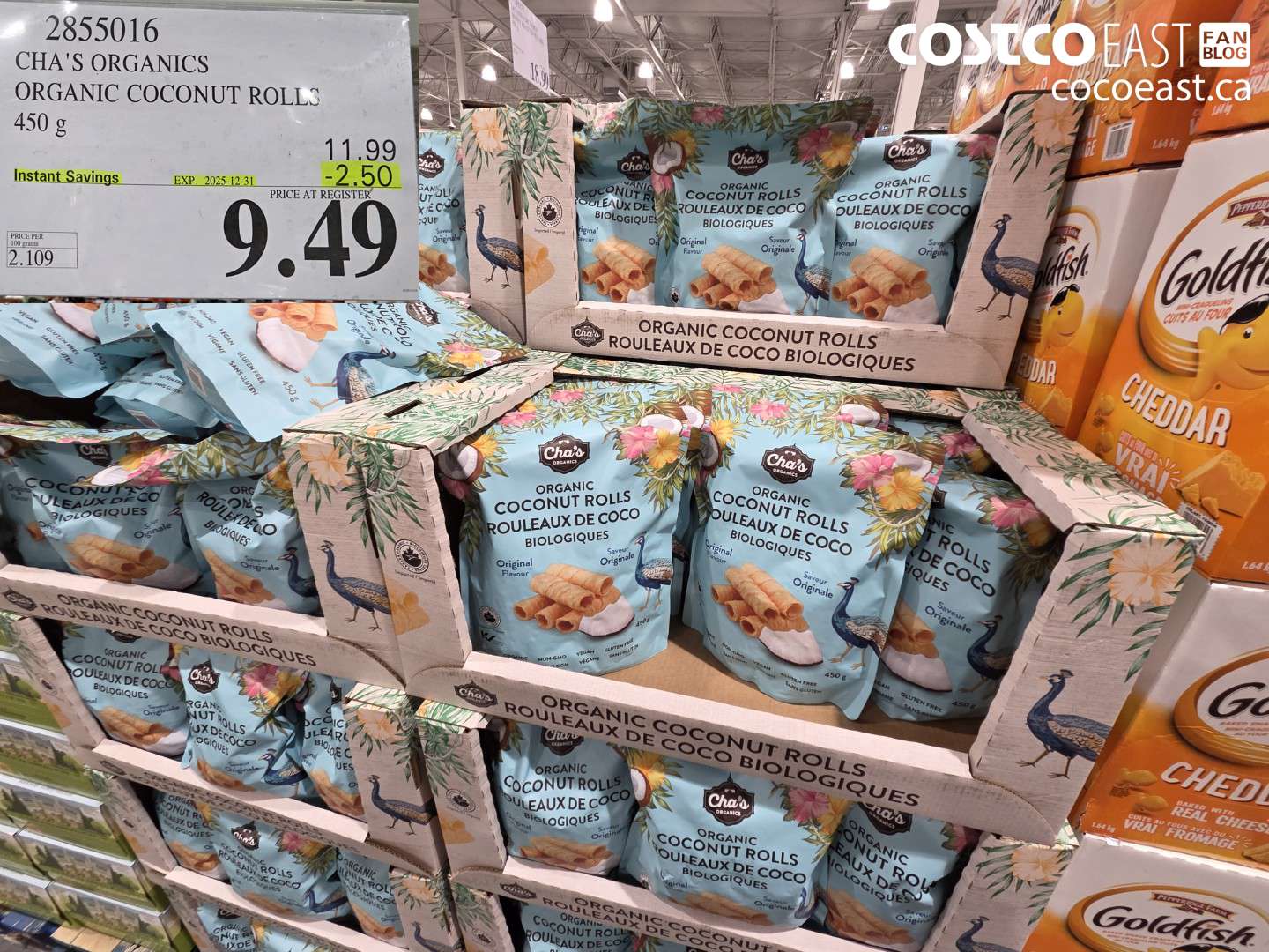 2855016 CHA'S ORGANICS ORGANIC COCONUT ROLLS 450 g ($2.50 INSTANT SAVINGS EXPIRES ON 2025-12-31) $9.49