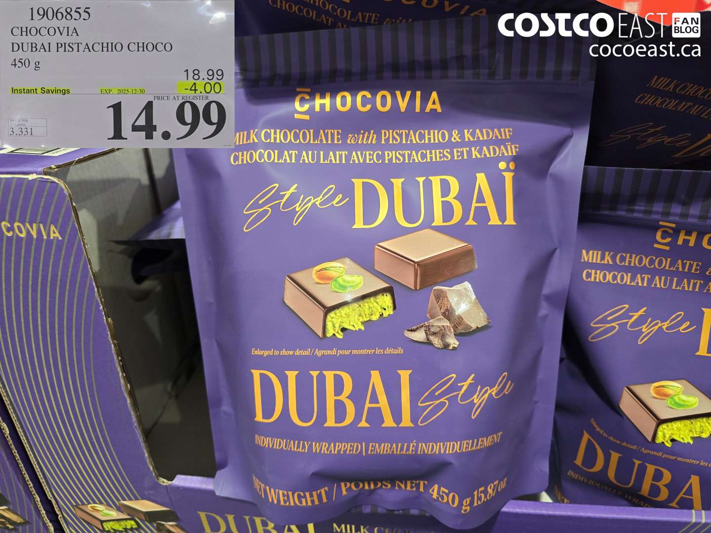 1906855 CHCCOVIA DUBAI PISTACHIO CHOCO 450 g ($4.00 INSTANT SAVINGS EXPIRES ON 2025-12-30) $14.99