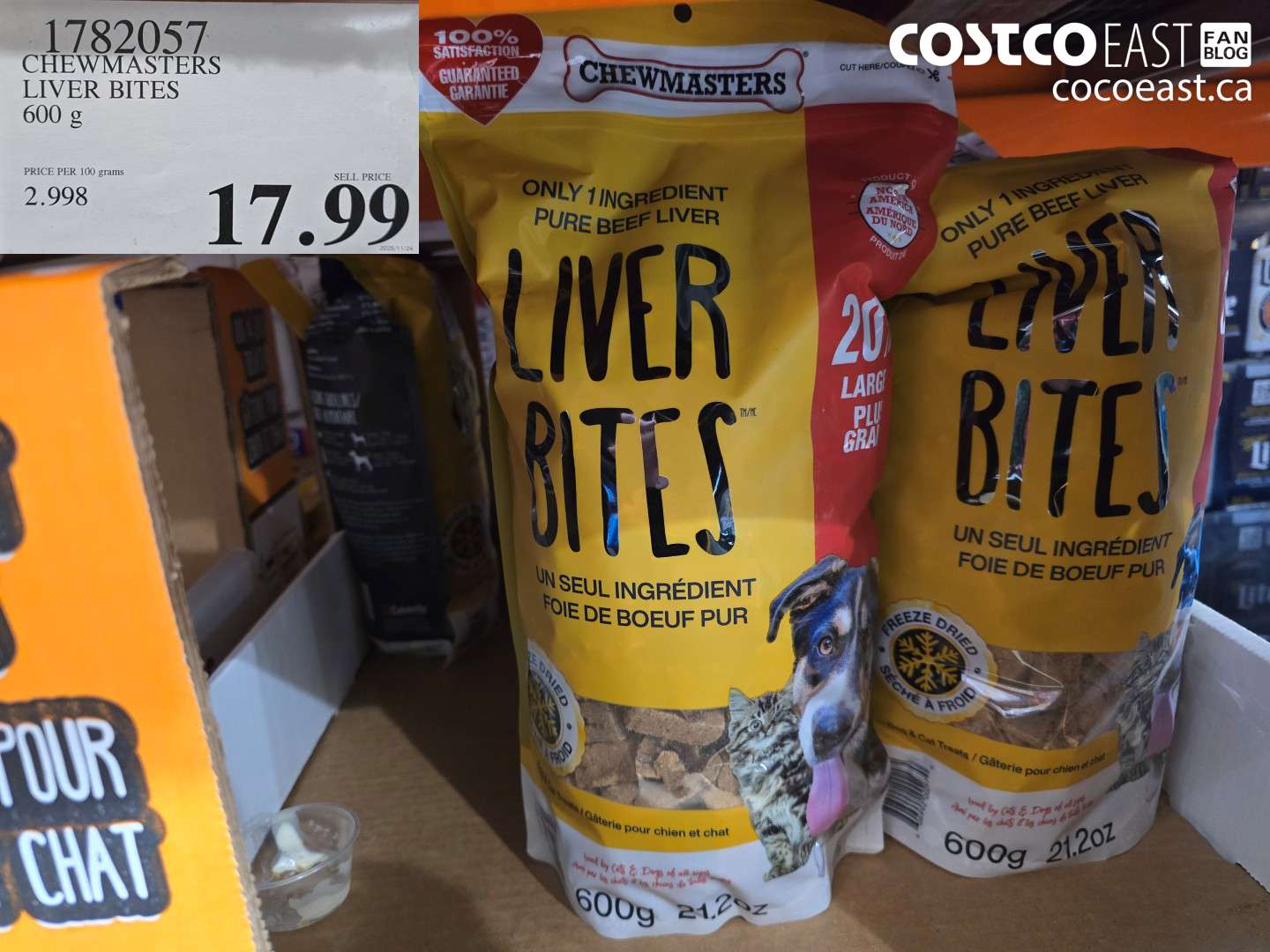 1782057 CHEWMASTERS LIVER BITES 600 g $17.99