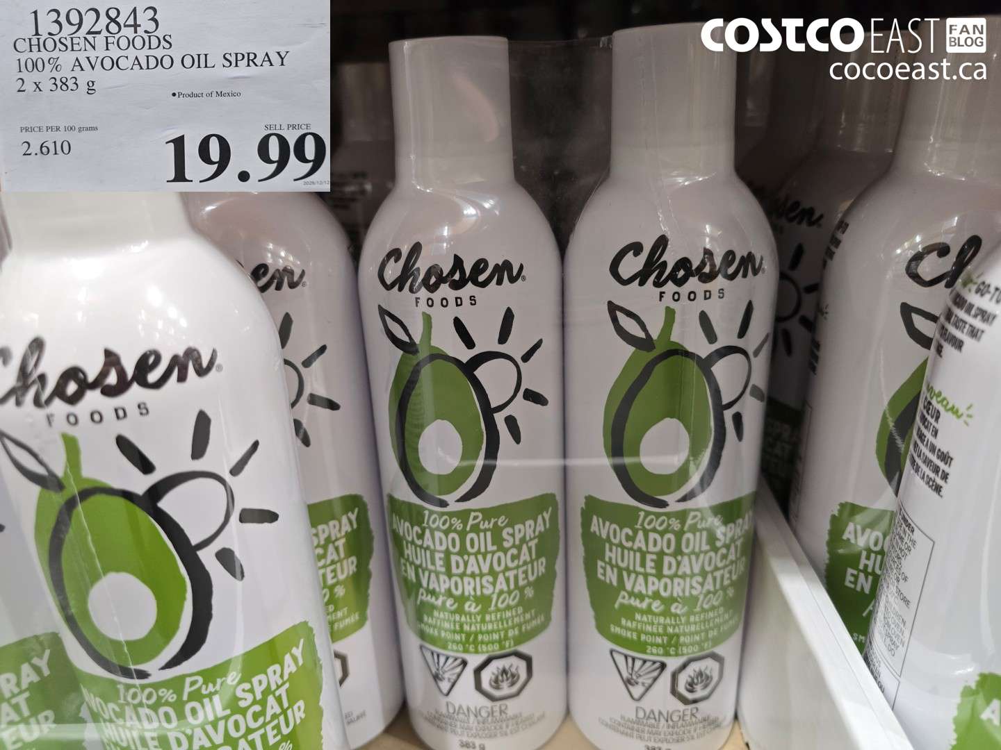 1392843 CHOSEN FOODS 100% AVOCADO OIL SPRAY 2 x 383 G $19.99