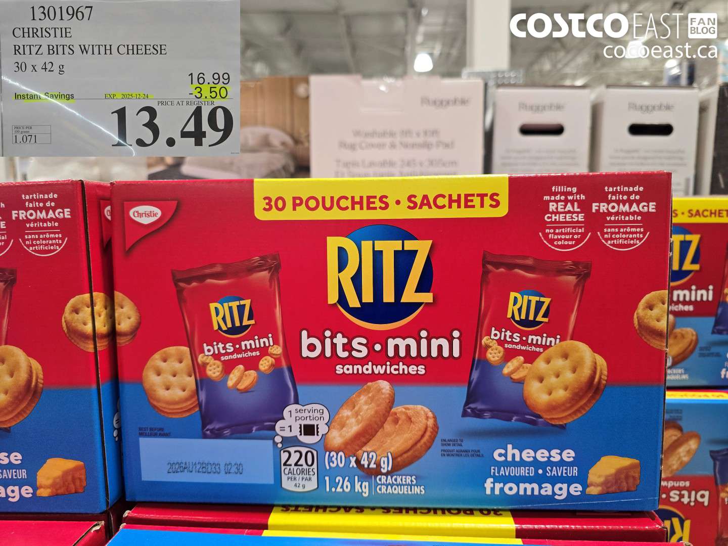 1301967 CHRISTIE RITZ BITS WITH CHEESE 30 x 42 g ($3.50 INSTANT SAVINGS EXPIRES ON 2025-12-24) $13.49