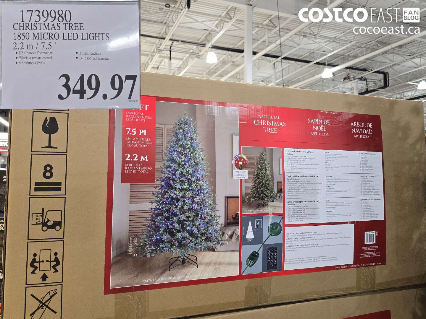 1739980 CHRISTMAS TREE 1850 MICRO LED LIGHTS 2.2 M /7.5' $34.97