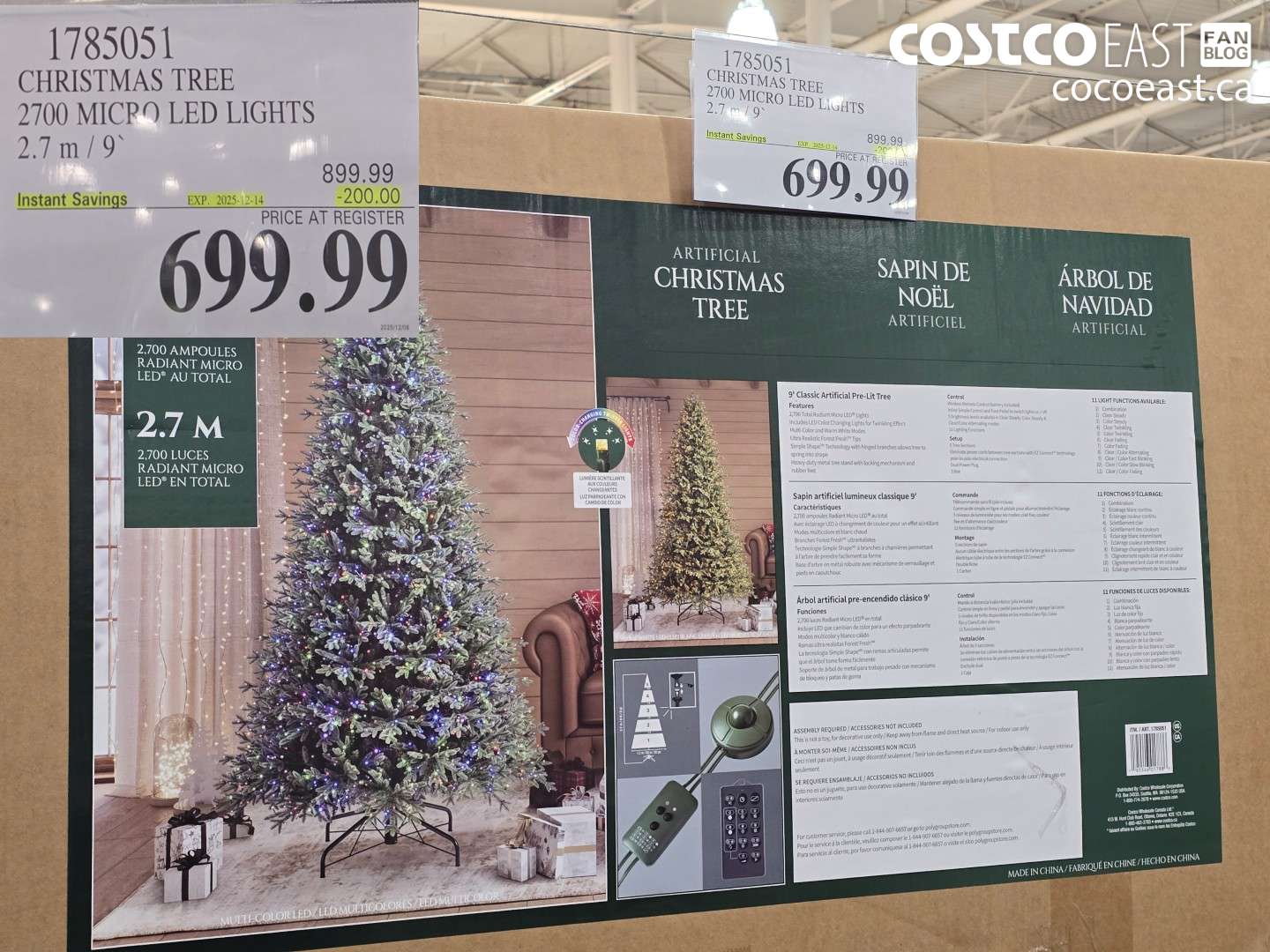 1785051 CHRISTMAS TREE 2700 MICRO LED LIGHTS 2.7.m/ 9' ($200.00 INSTANT SAVINGS EXPIRES ON 2025-12-14) $699.99
