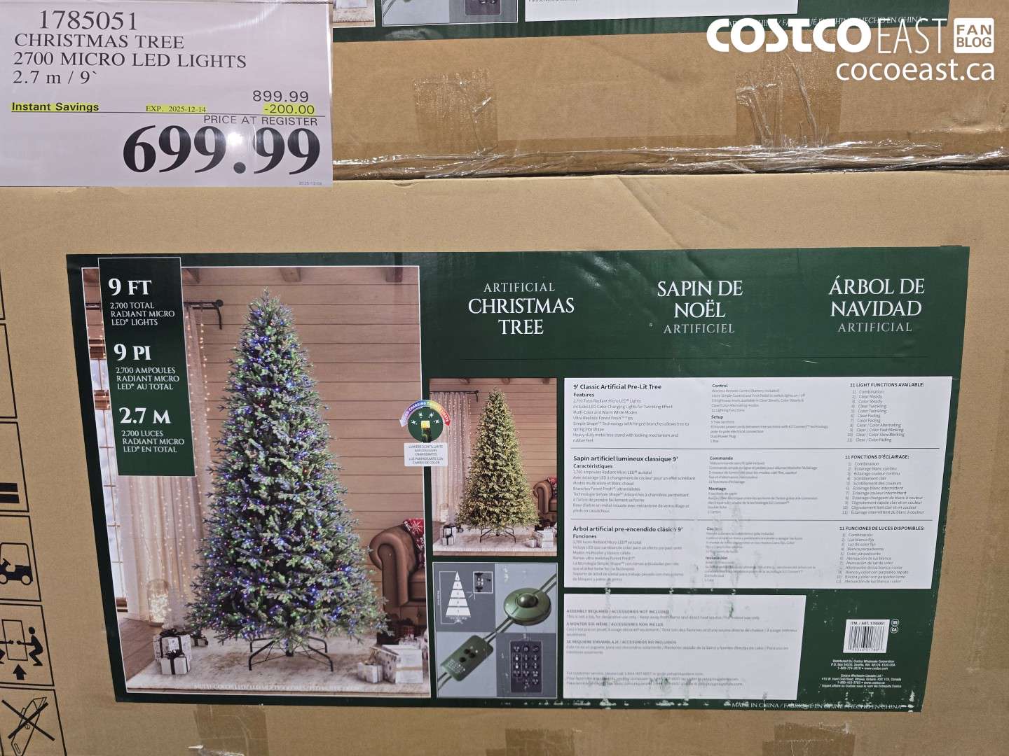1785051 CHRISTMAS TREE 2700 MICRO LED LIGHTS 2.7.m/ 9' ($200.00 INSTANT SAVINGS EXPIRES ON 2025-12-14) $699.99