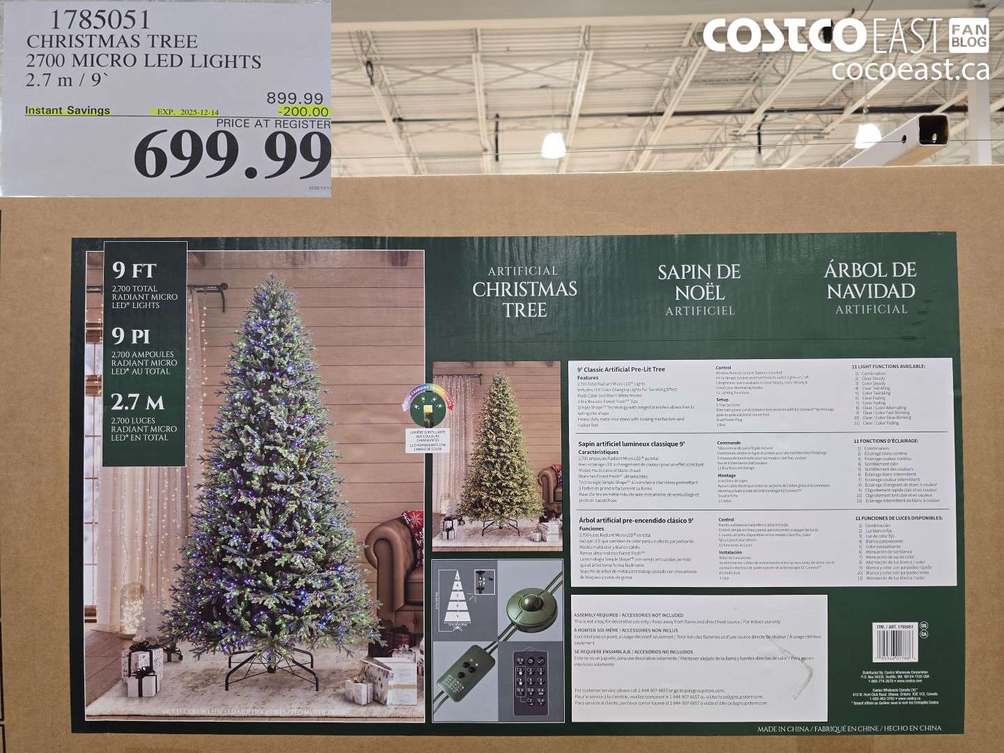 1785051 CHRISTMAS TREE 2700 MICRO LED LIGHTS 2.7.m/ 9' ($200.00 INSTANT SAVINGS EXPIRES ON 2025-12-14) $699.99
