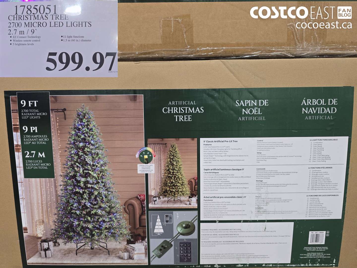 1785051 CHRISTMAS TREE 2700 MICRO LED LIGHTS 2.7.m/ 9' $599.97