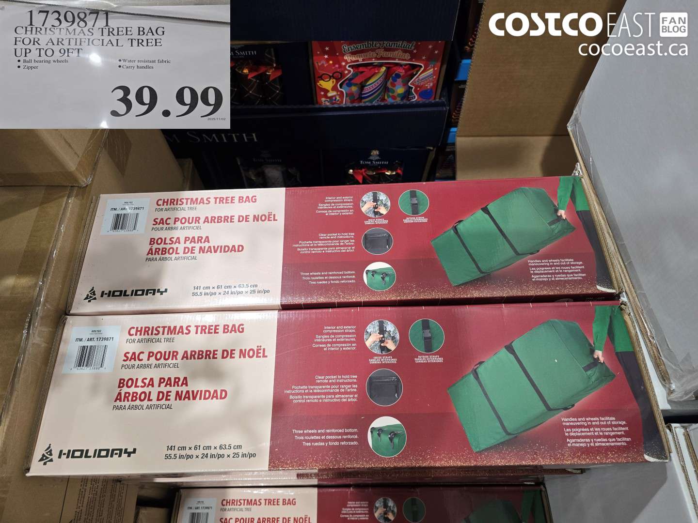 1739871 CHRISTMAS TREE BAG FOR ARTIFICIAL TREE UP TO 9 FT $39.99