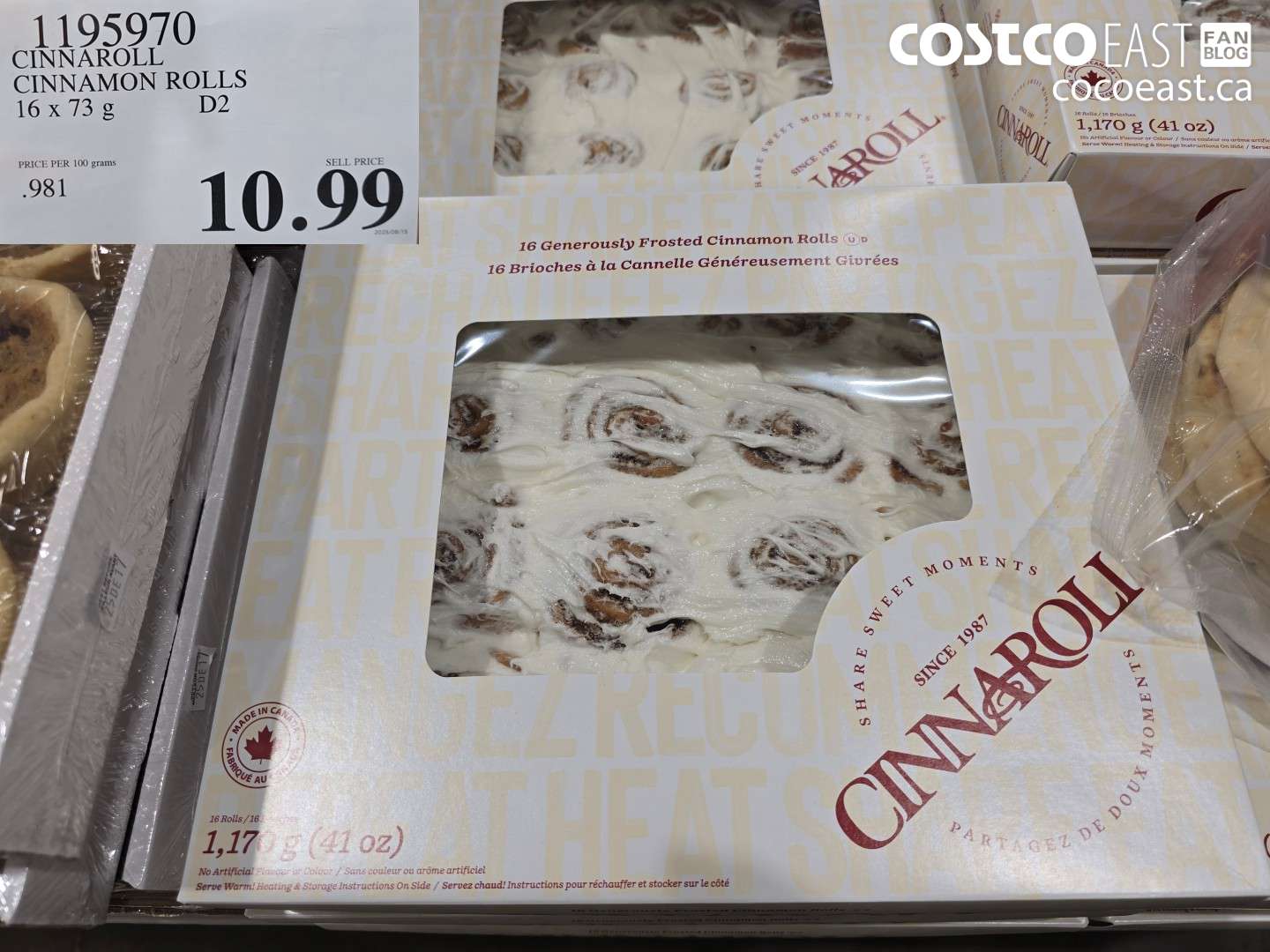 1195970 CINNAROLL CINNAMON ROLLS 16 X 73G $10.99