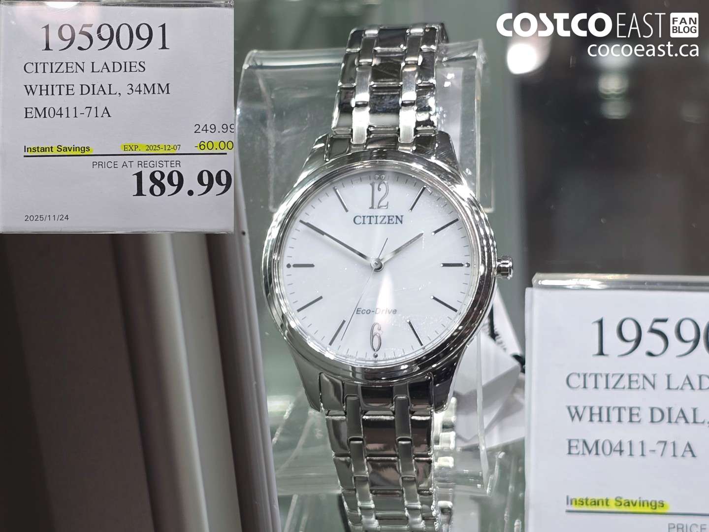 1959091 CITIZEN LADIES WHITE DIAL, 34MM EM0411-71A ($60.00 INSTANT SAVINGS EXPIRES ON 2025-12-07) $189.99