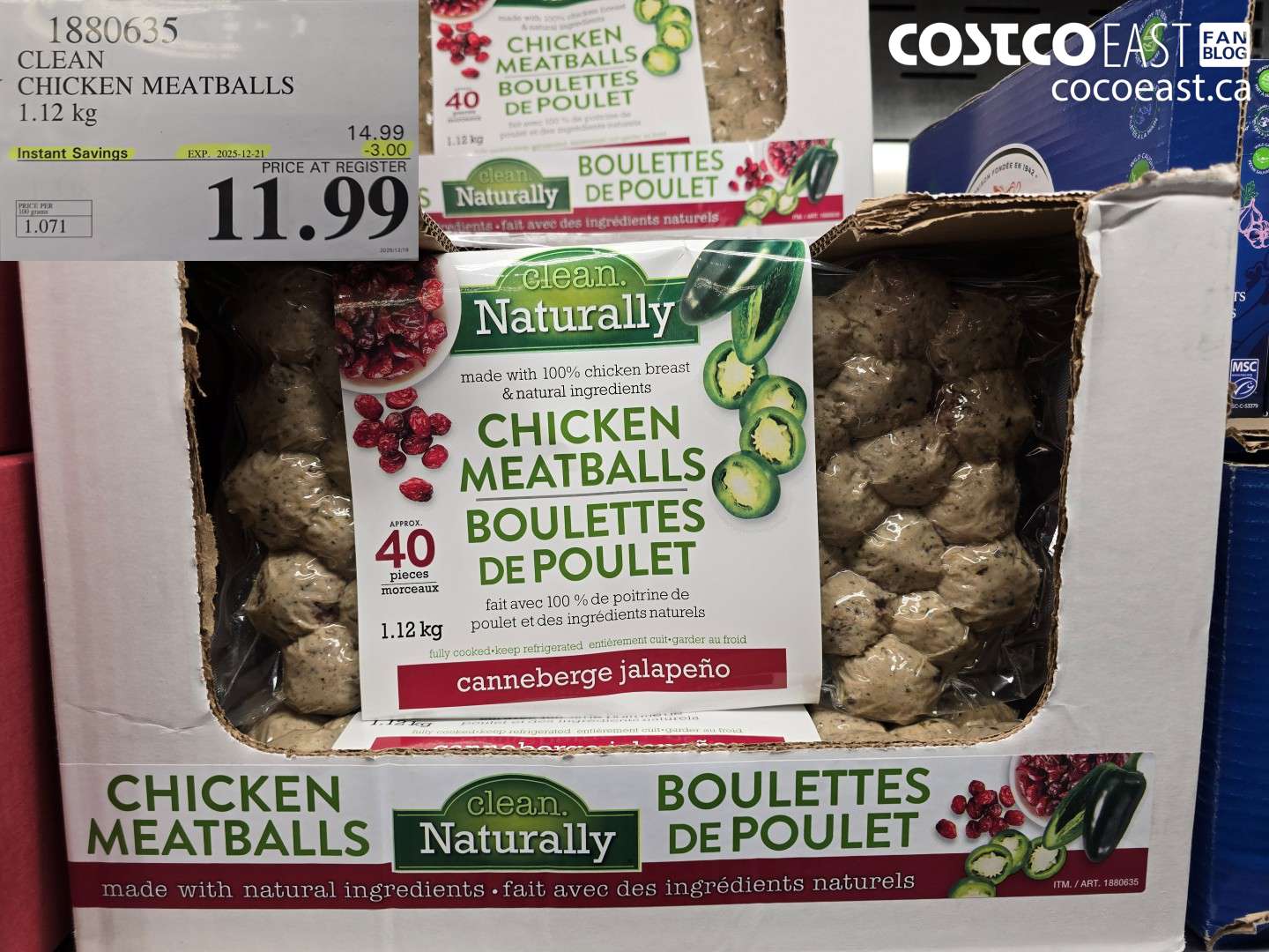 1880635 CLEAN CHICKEN MEATBALLS 1.12 KG ($3.00 INSTANT SAVINGS EXPIRES ON 2025-12-21) $11.99