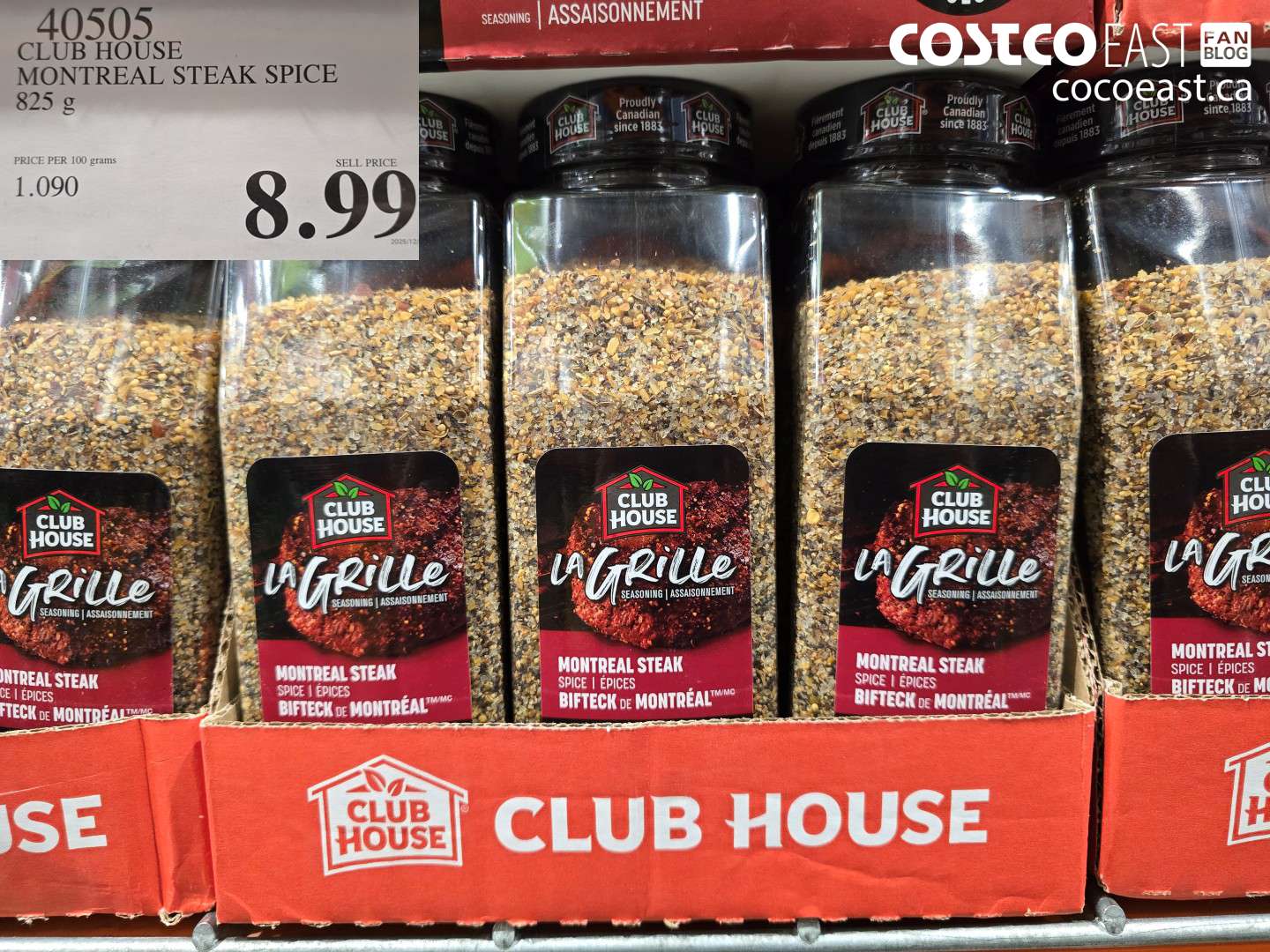 40505 CLUBHOUSE MONTREAL STEAK SPICE 825 G $8.99
