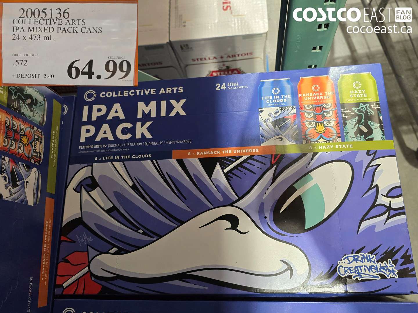 2005136 COLELCTIVE ARTS IPA MIXED PACK CANS 24 X 473 ML $64.99