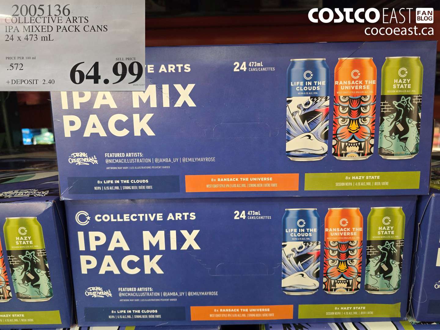 2005136 COLELCTIVE ARTS IPA MIXED PACK CANS 24 X 473 ML $64.99