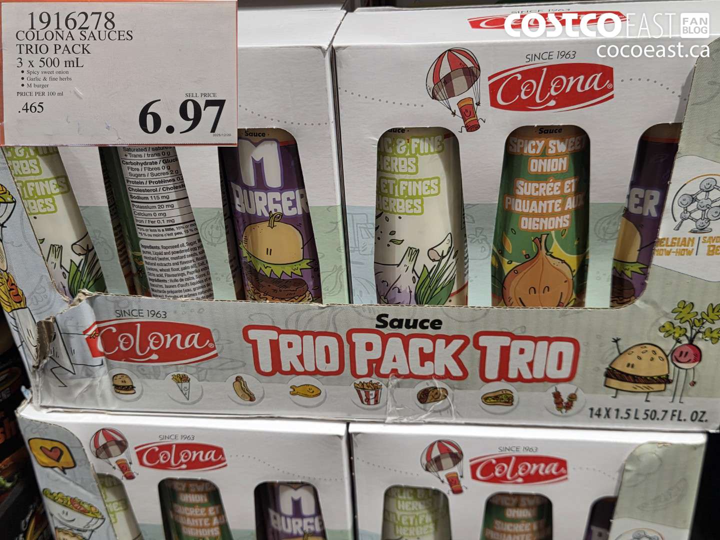 1916278 COLONA SAUCES TRIO PACK 3 x 500 mL $6.97