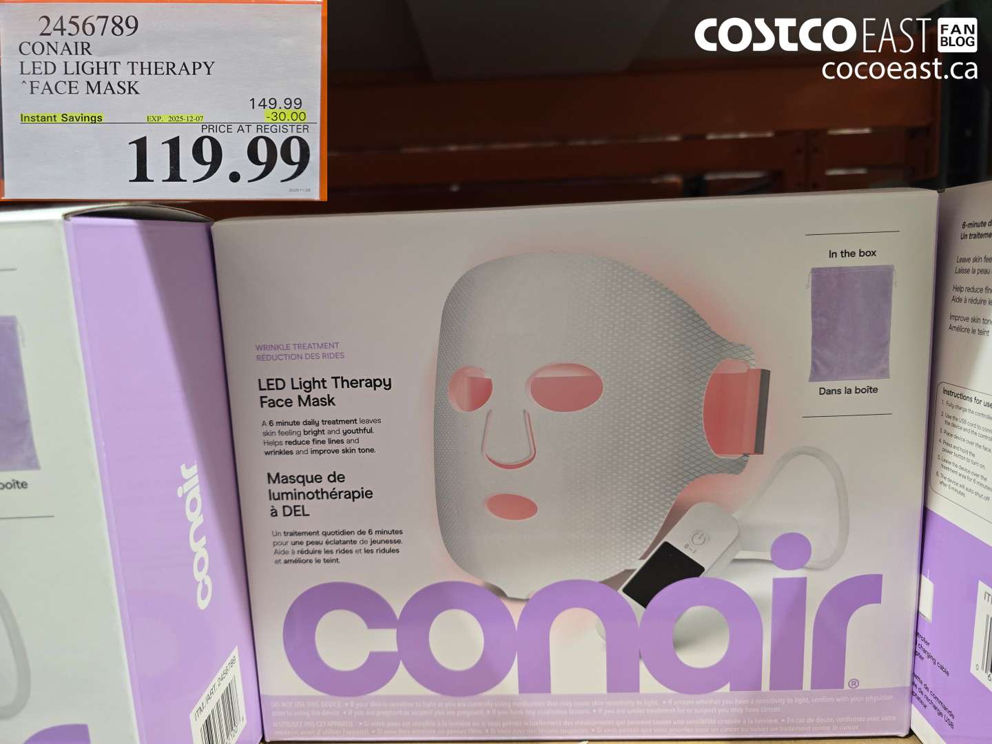2456789 CONAIR LED LIGHT THERAPY FACE MASK ($30.00 INSTANT SAVINGS EXPIRES ON 2025-12-07) $119.99