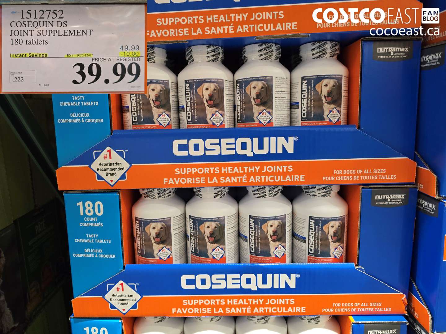 1512752 COSEQUIN DS JOINT SUPPLEMENT 180 TABLETS ($10.00 INSTANT SAVINGS EXPIRES ON 2025-12-07) $39.99