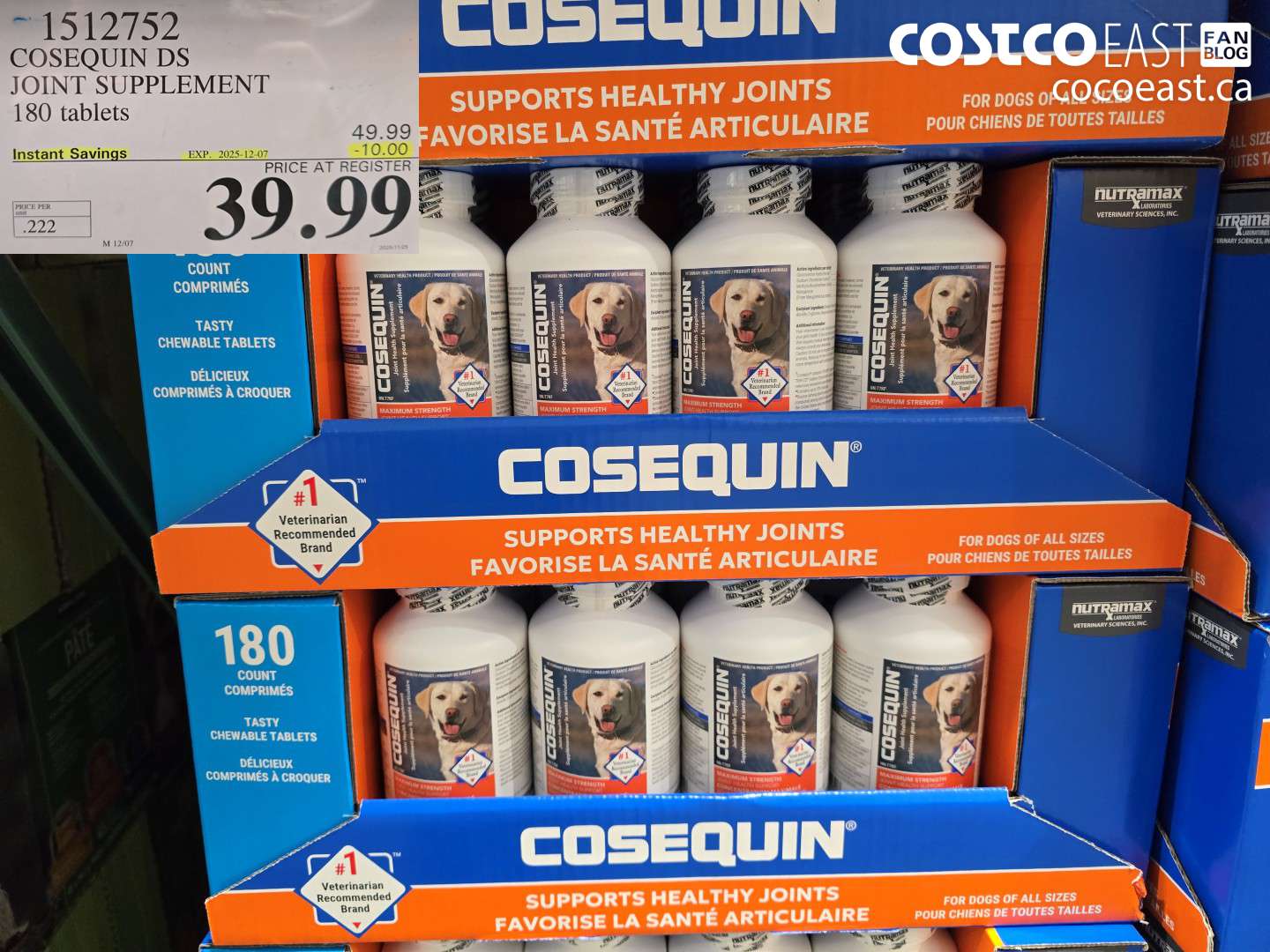 1512752 COSEQUIN DS JOINT SUPPLEMENT 180 TABLETS ($10.00 INSTANT SAVINGS EXPIRES ON 2025-12-07) $39.99
