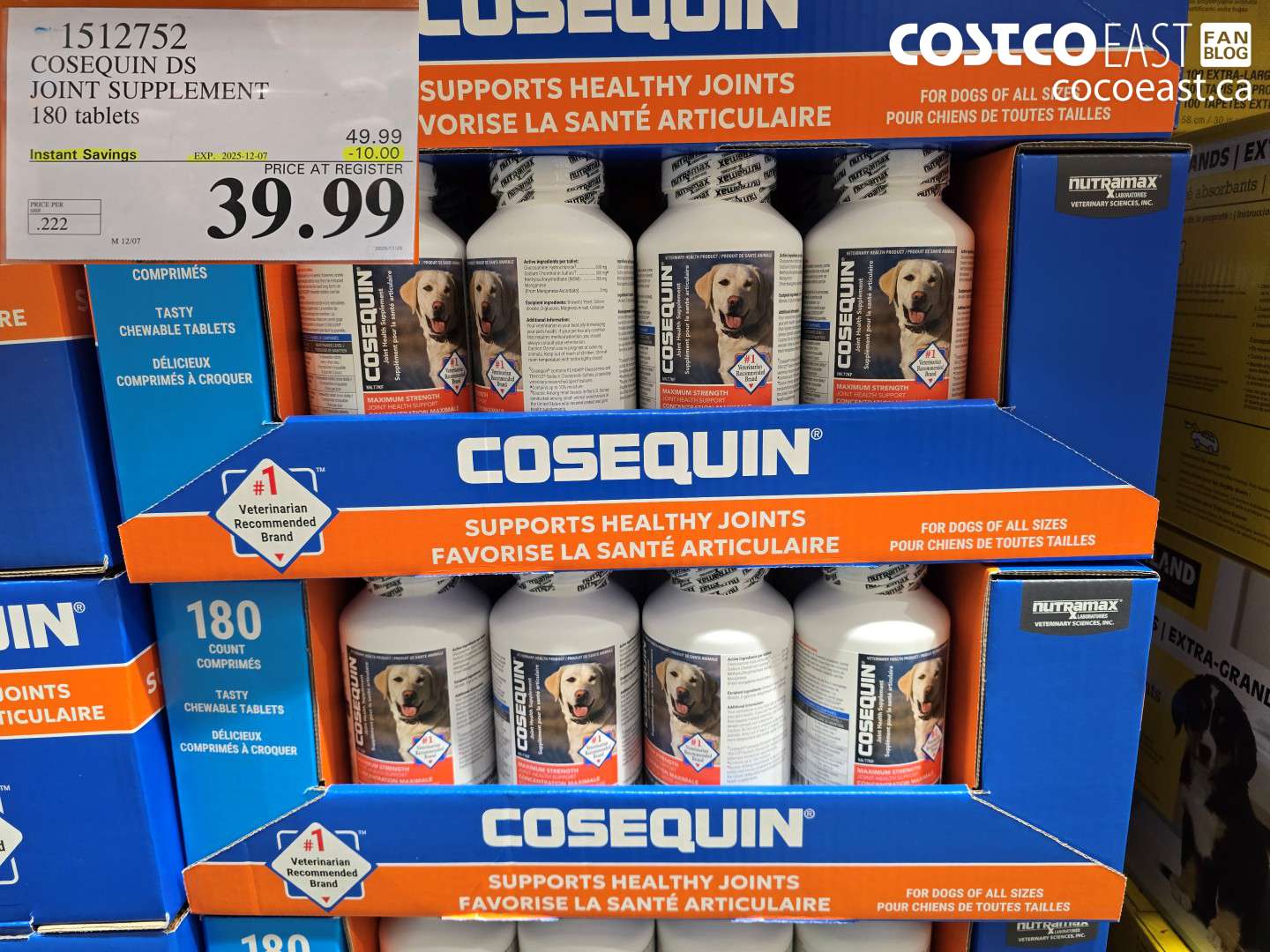 1512752 COSEQUIN DS JOINT SUPPLEMENT 180 TABLETS ($10.00 INSTANT SAVINGS EXPIRES ON 2025-12-07) $39.99