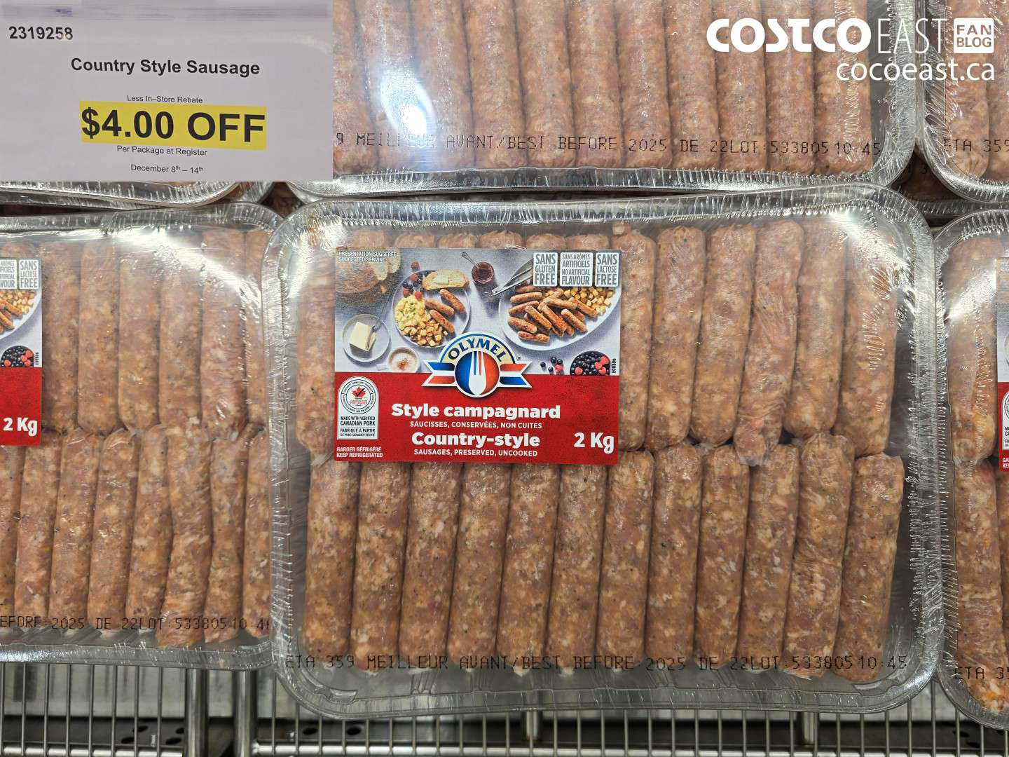 2319258 COUNTRY STYLE SAUSAGE ($4.00 INSTANT SAVINGS)