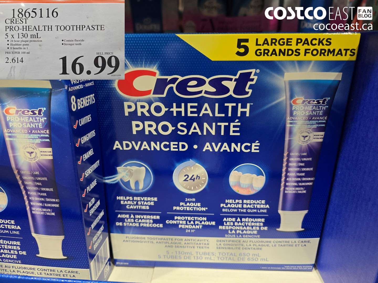 1865116 CREST PRO-HEALTH ADVANCED TOOTHPASTE 5 X 130 ML $16.99