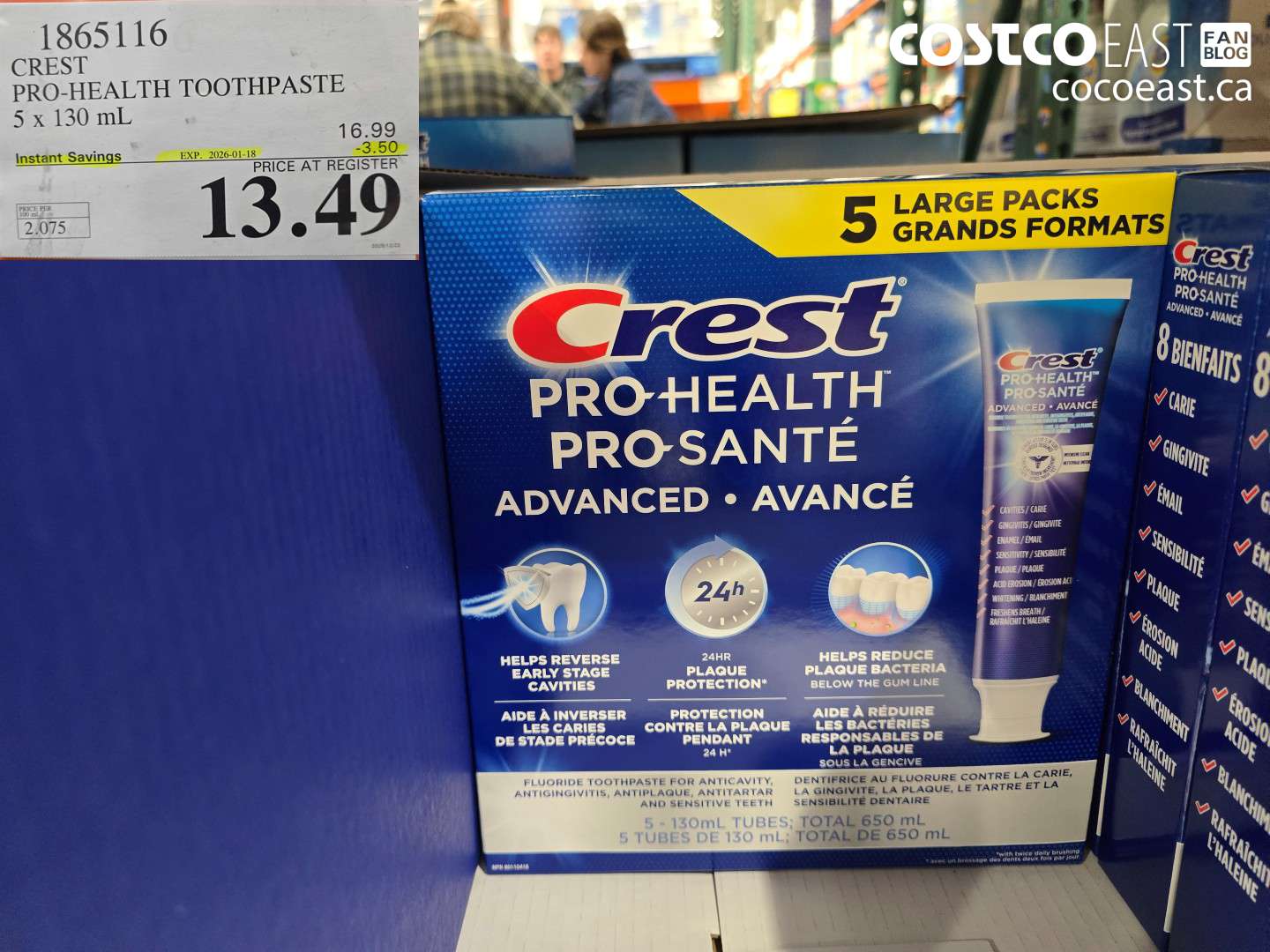 1865116 CREST PRO-HEALTH ADVANCED TOOTHPASTE 5 X 130 ML ($3.50 INSTANT SAVINGS EXPIRES ON 2026-01-18) $13.49
