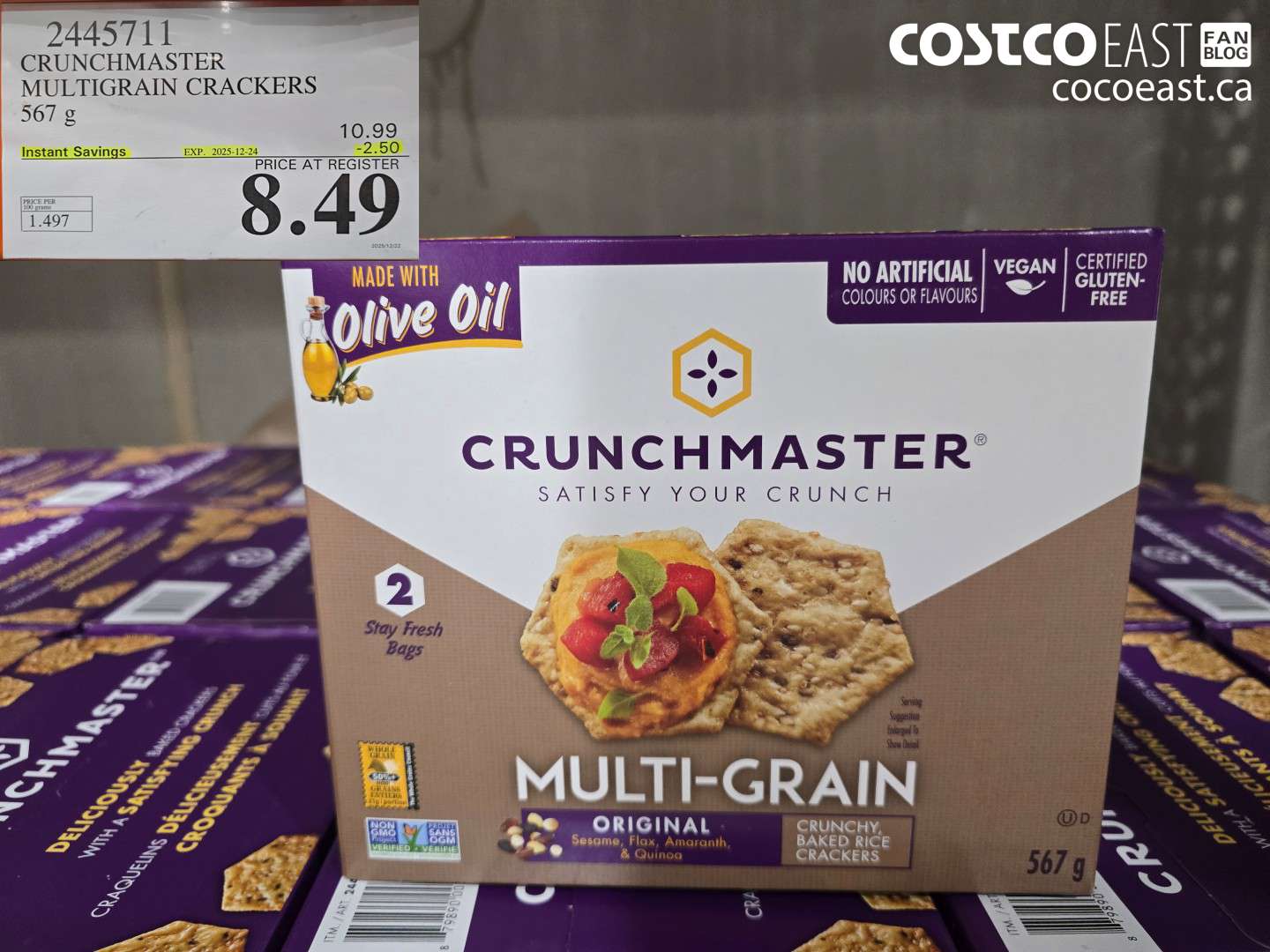 2445711 CRUNCHMASTER MULTIGRAIN CRACKERS 567 g ($2.50 INSTANT SAVINGS EXPIRES ON 2025-12-24) $8.49