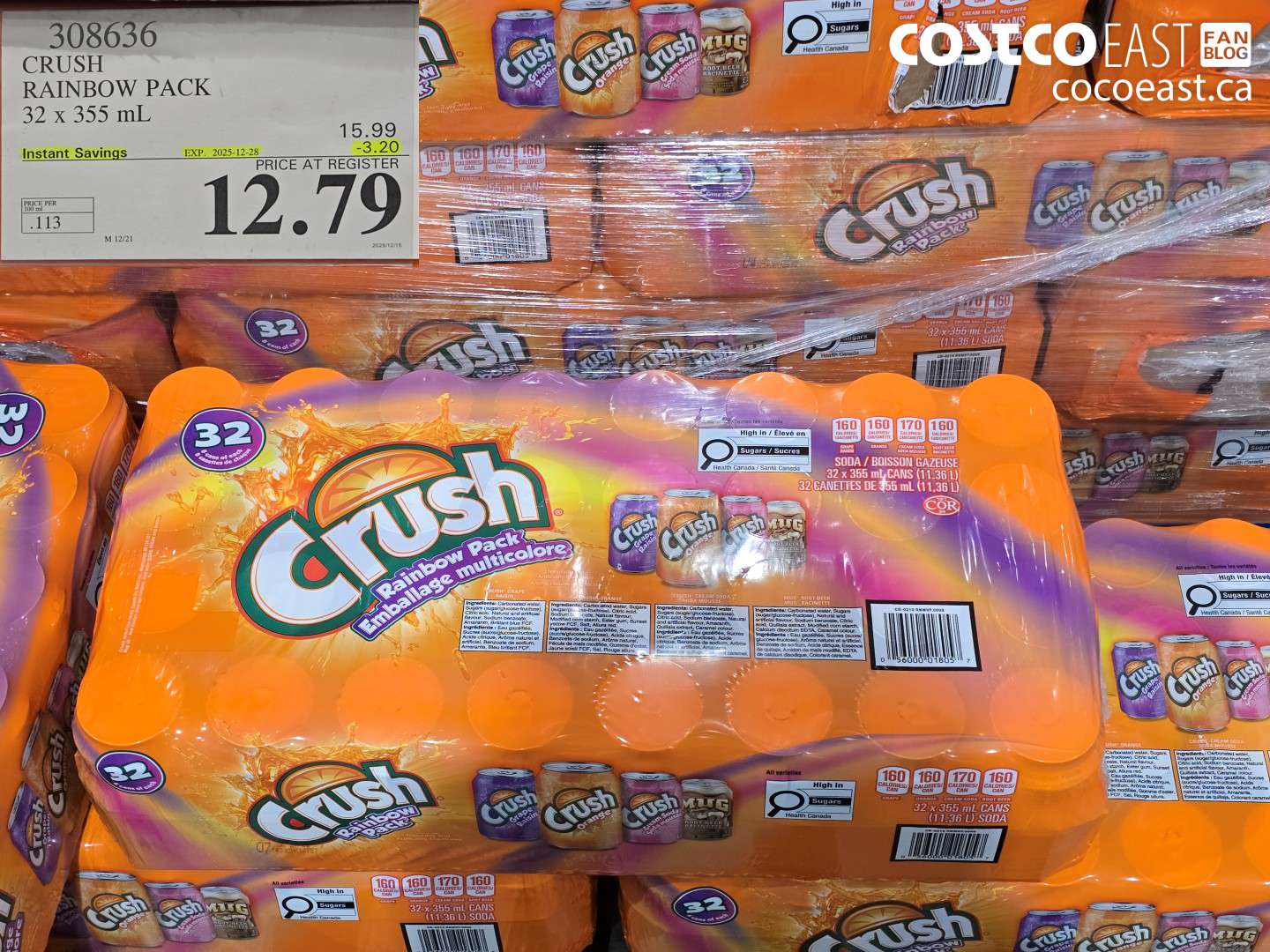 308636 CRUSH RAINBOW PACK 32 X 355 ML ($3.20 INSTANT SAVINGS EXPIRES ON 2025-12-28) $12.79