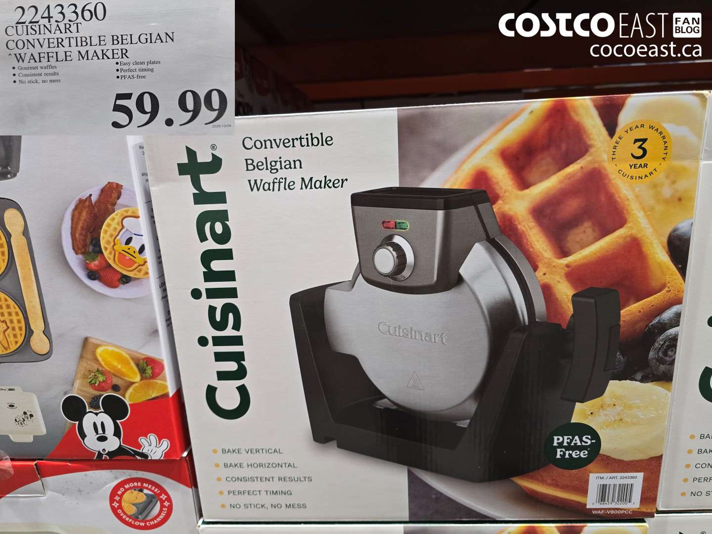 2243360 CUISINART CONVERTIBLE BELGIAN “WAFFLE MAKER $59.99