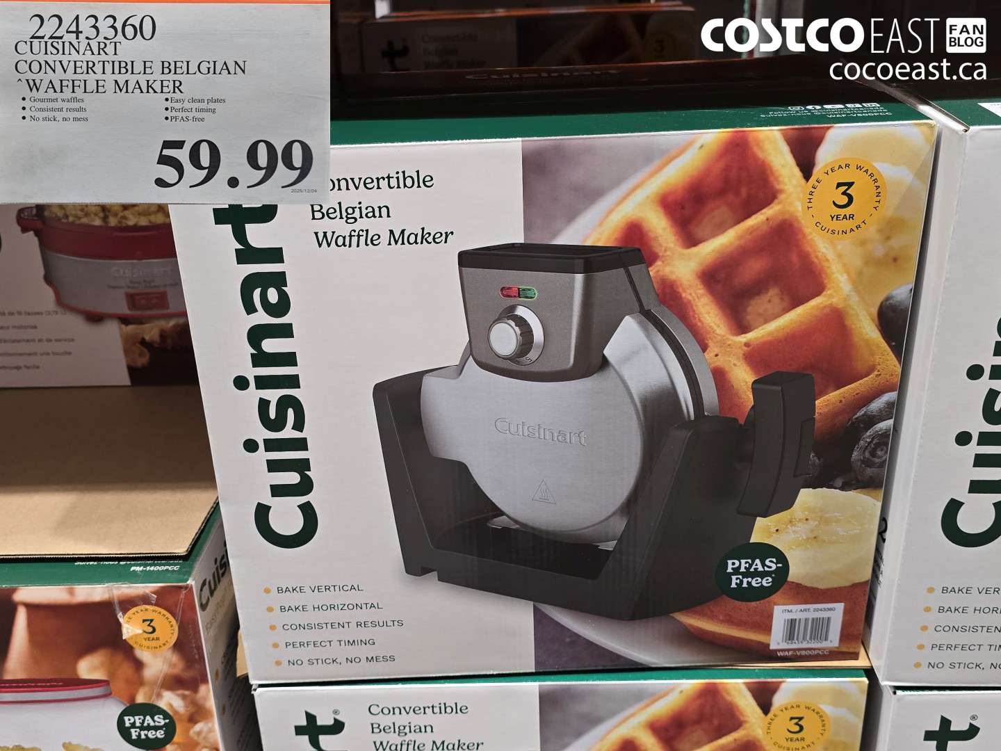 2243360 CUISINART CONVERTIBLE BELGIAN “WAFFLE MAKER $59.99
