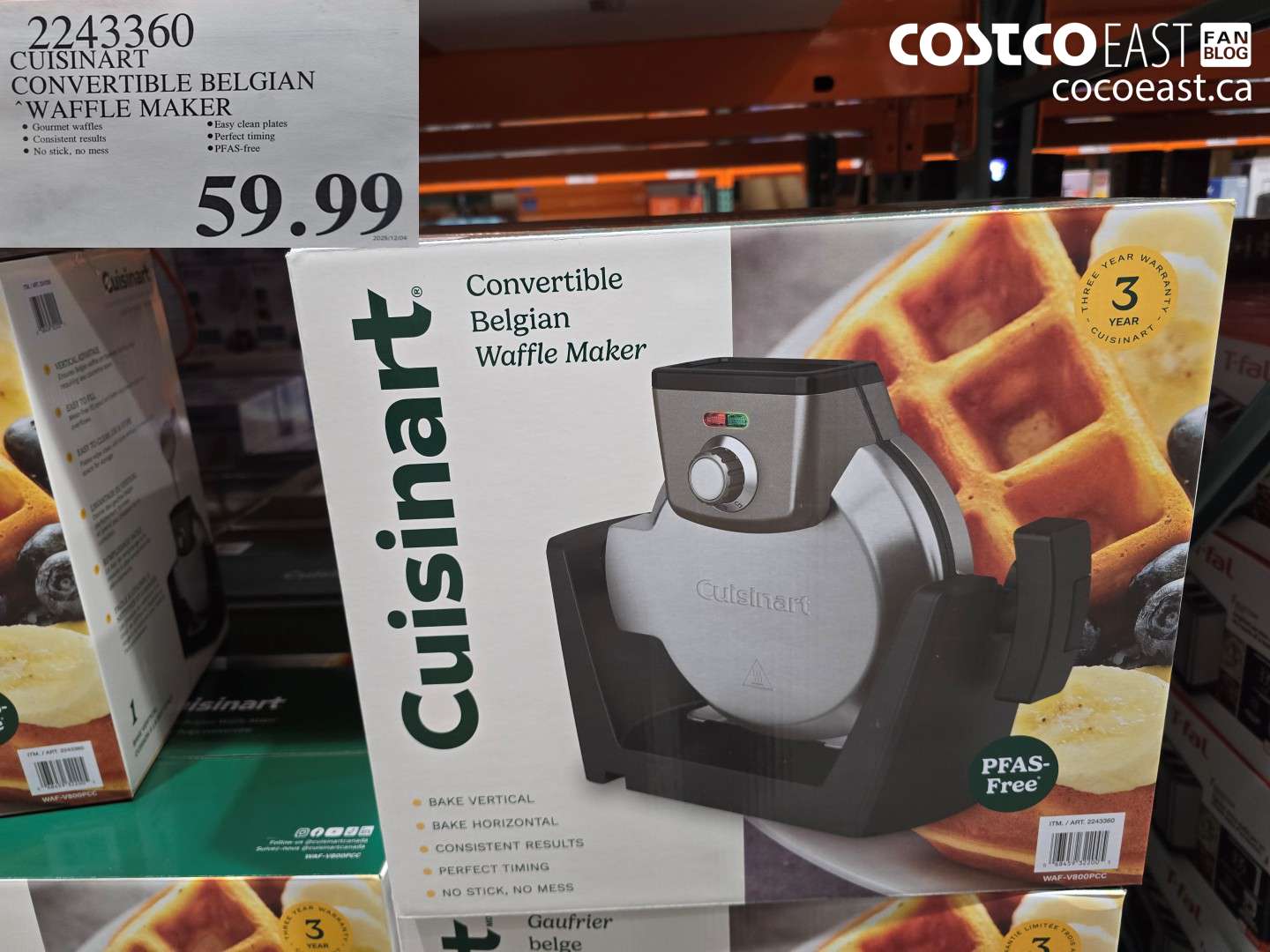 2243360 CUISINART CONVERTIBLE BELGIAN “WAFFLE MAKER $59.99