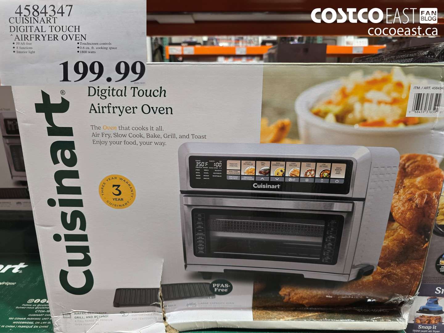 4584347 CUISINART DIGITAL TOUCH AIR FRYER OVEN $199.99
