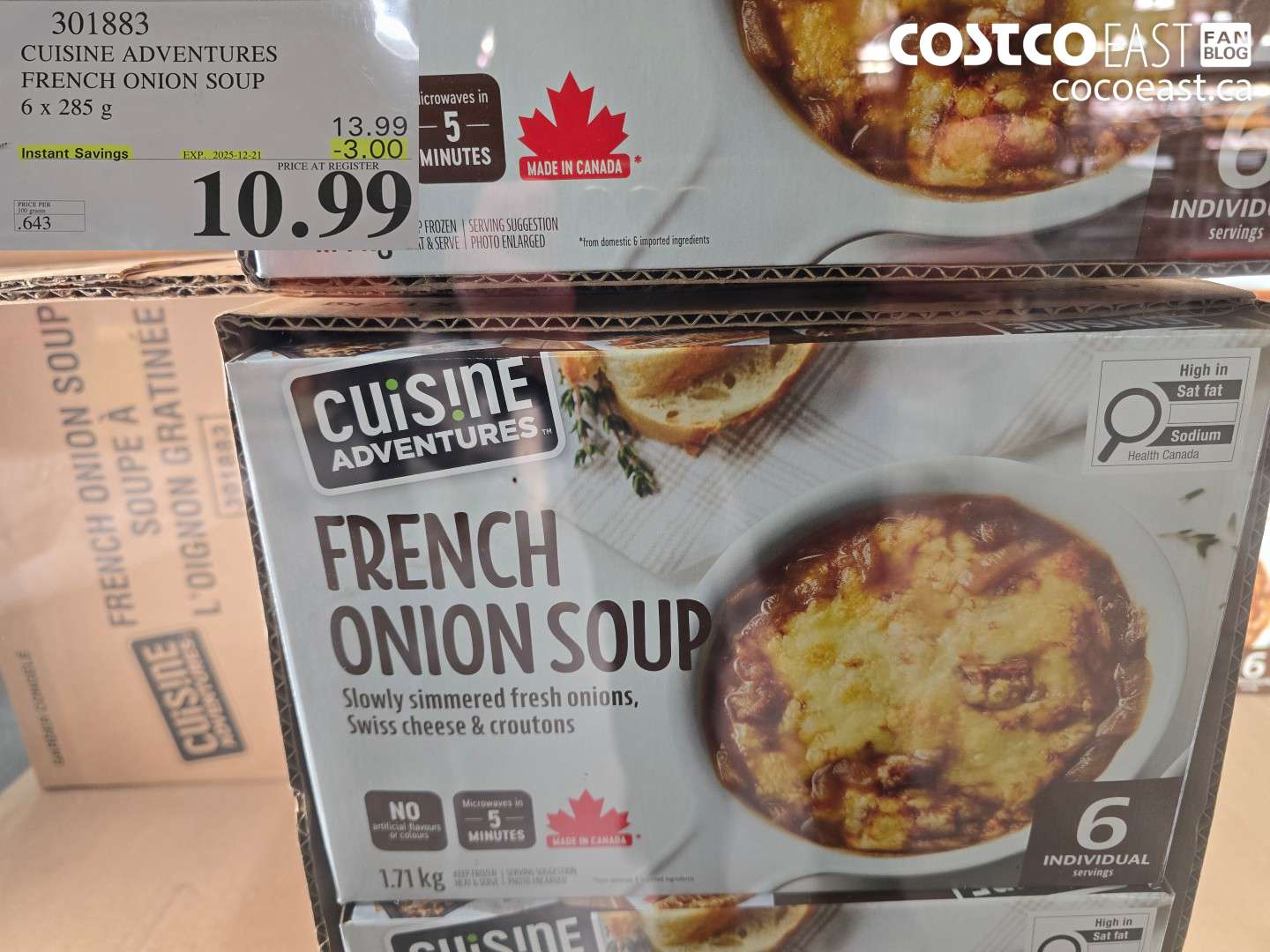 301883 CUISINE ADVENTURES FRENCH ONION SOUP 6 X 285 G ($3.00 INSTANT SAVINGS EXPIRES ON 2025-12-21) $10.99