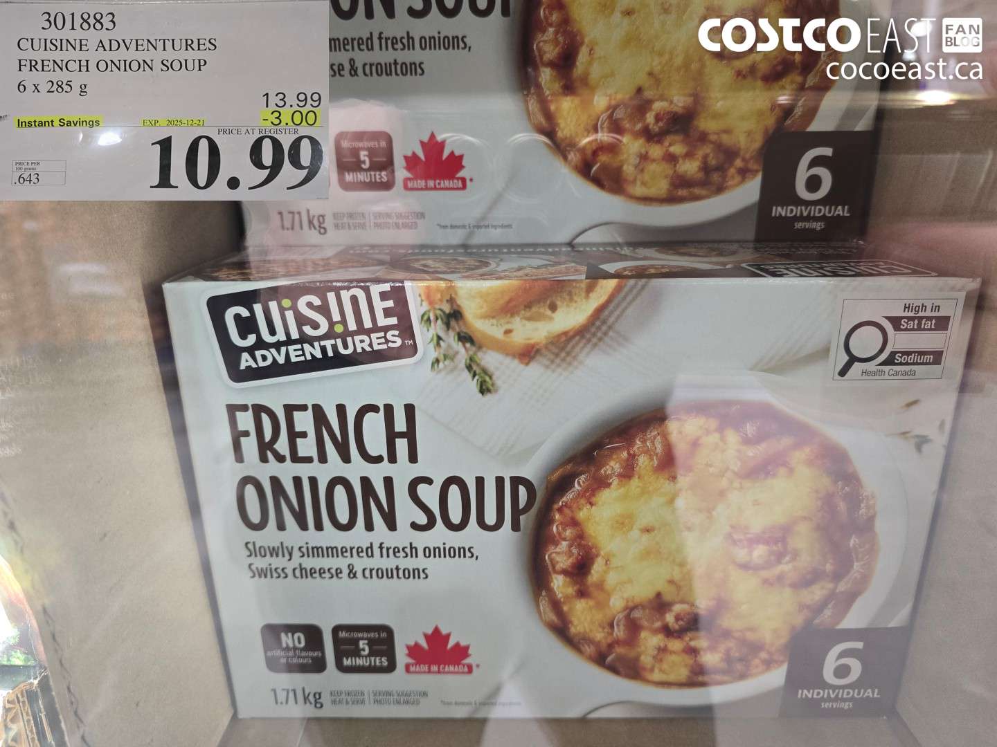 301883 CUISINE ADVENTURES FRENCH ONION SOUP 6 X 285 G ($3.00 INSTANT SAVINGS EXPIRES ON 2025-12-21) $10.99
