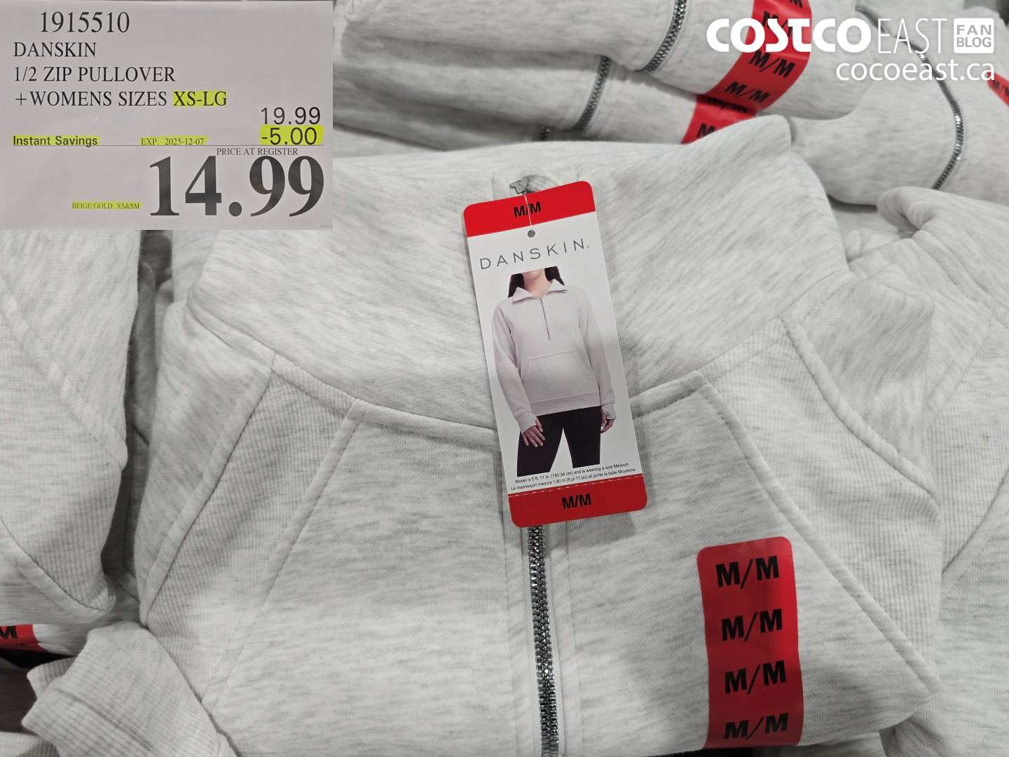 1915510 DANSKIN 1/2 ZIP PULLOVER + WOMENS SIZES XS-LG ($5.00 INSTANT SAVINGS EXPIRES ON 2025-12-07) $14.99