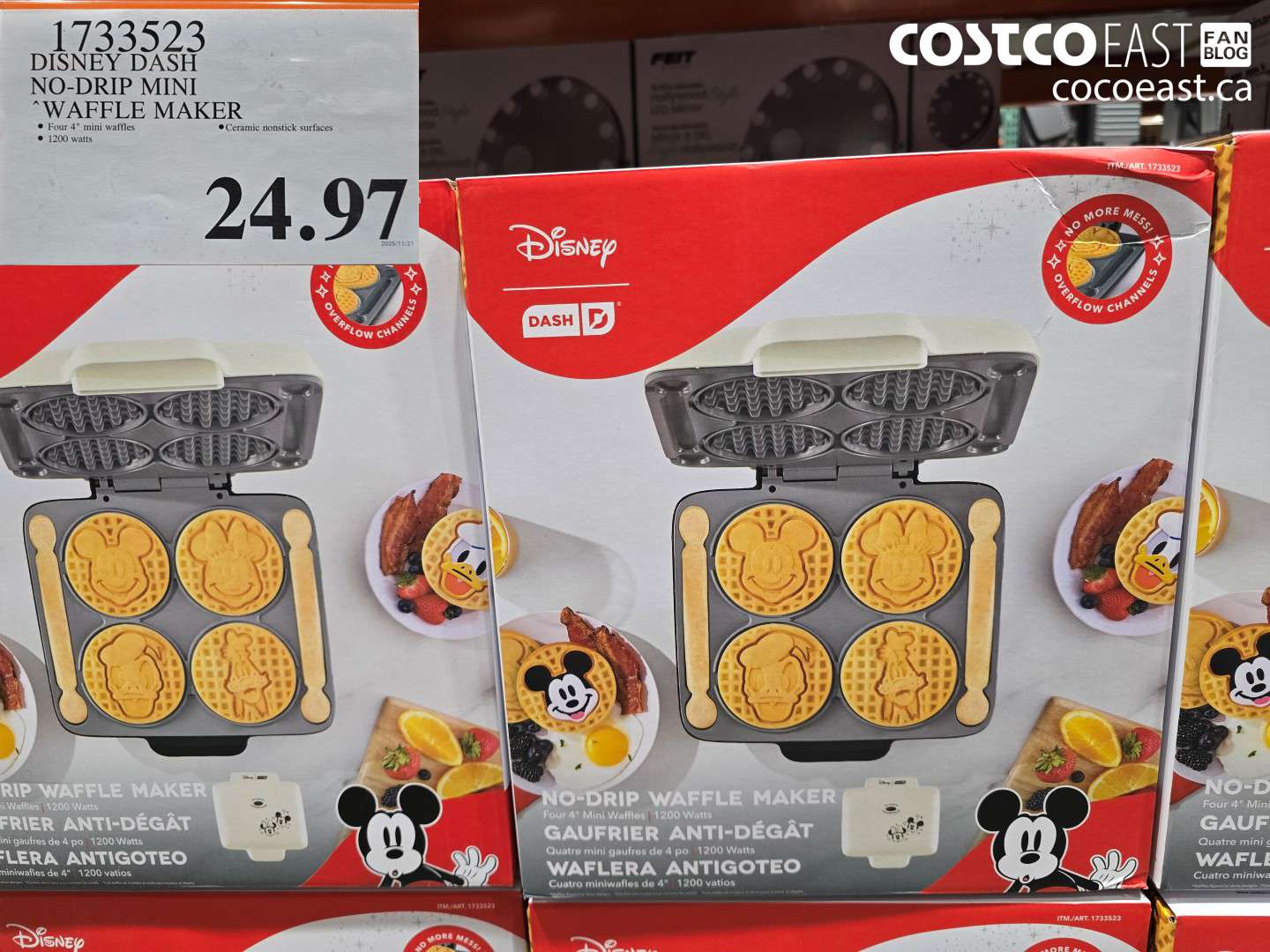 1733523 DASH DISNEY NO-DRIP MINI WAFFLE MAKER $24.97