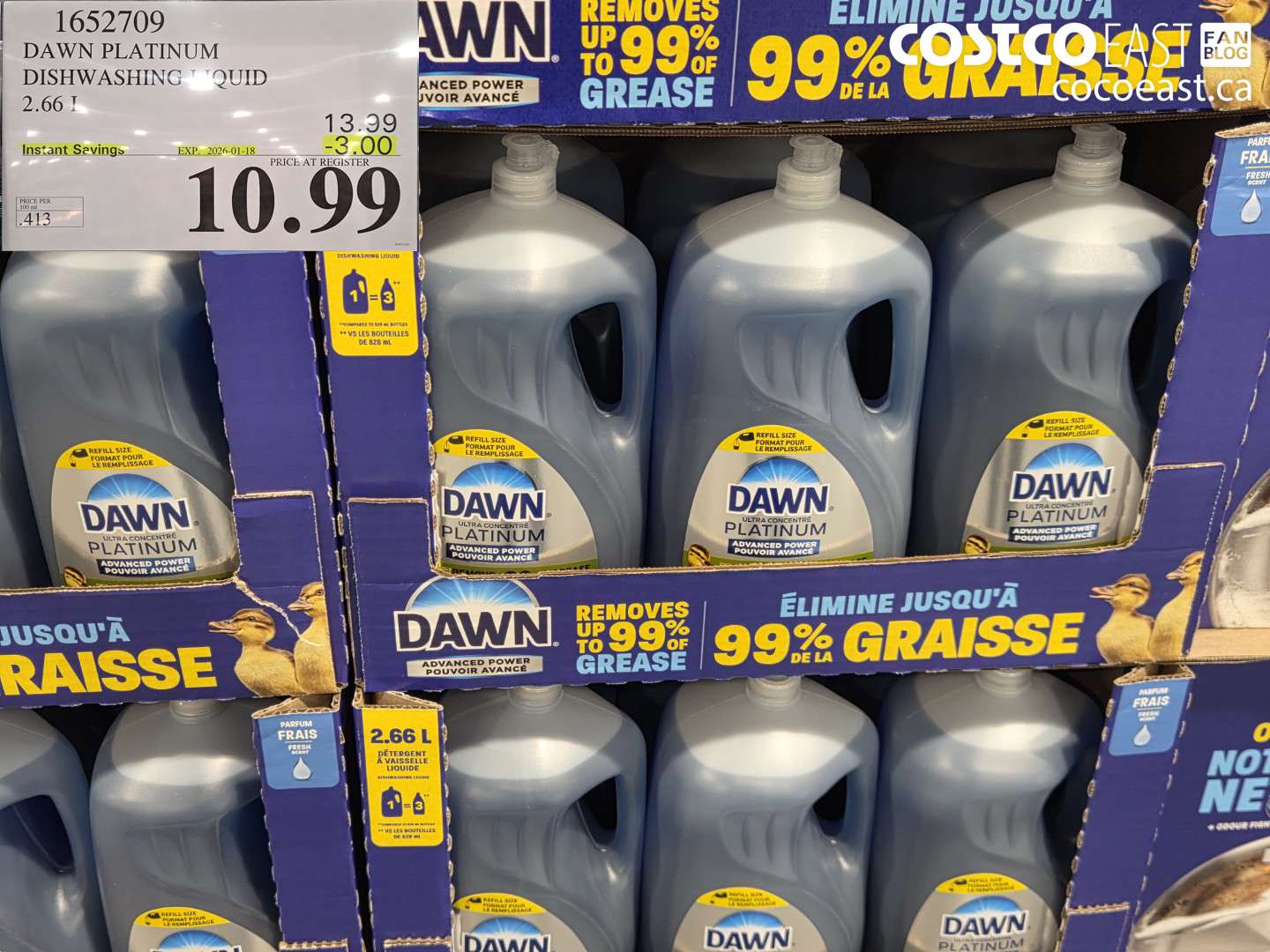 1652709 DAWN PLATINUM DISHWASHER LIQUID 2.66L ($3.00 INSTANT SAVINGS EXPIRES ON 2026-01-18) $10.99