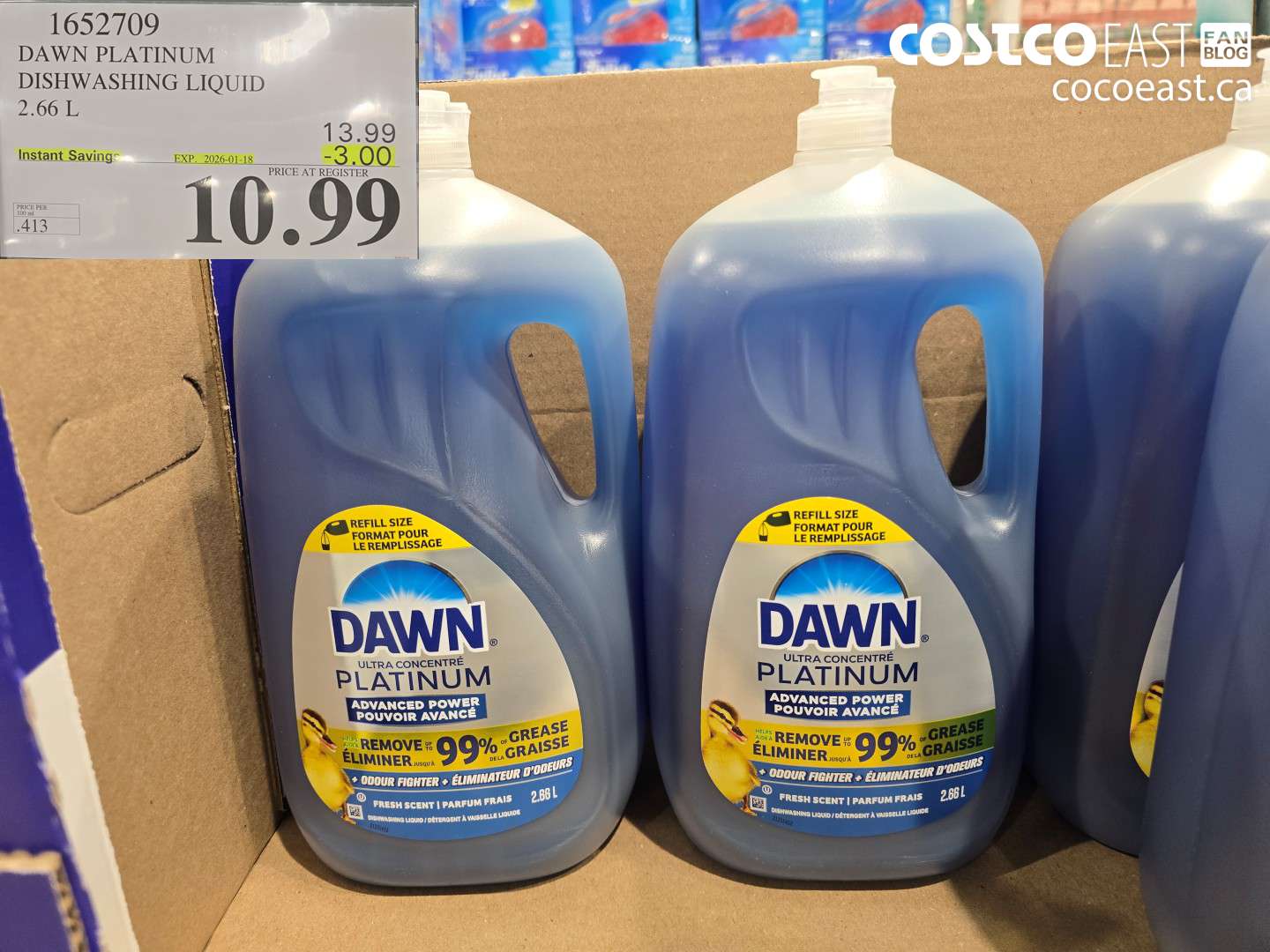 1652709 DAWN PLATINUM DISHWASHER LIQUID 2.66L ($3.00 INSTANT SAVINGS EXPIRES ON 2026-01-18) $10.99