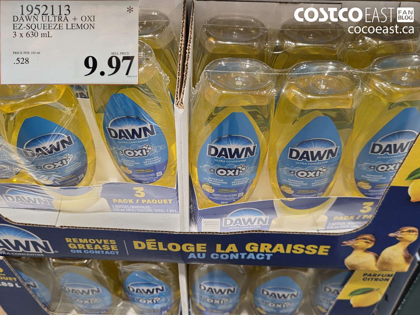 1952113 DAWN ULTRA + OXI EX-SQUEEZE LEMON 3 X 630 ML $9.97
