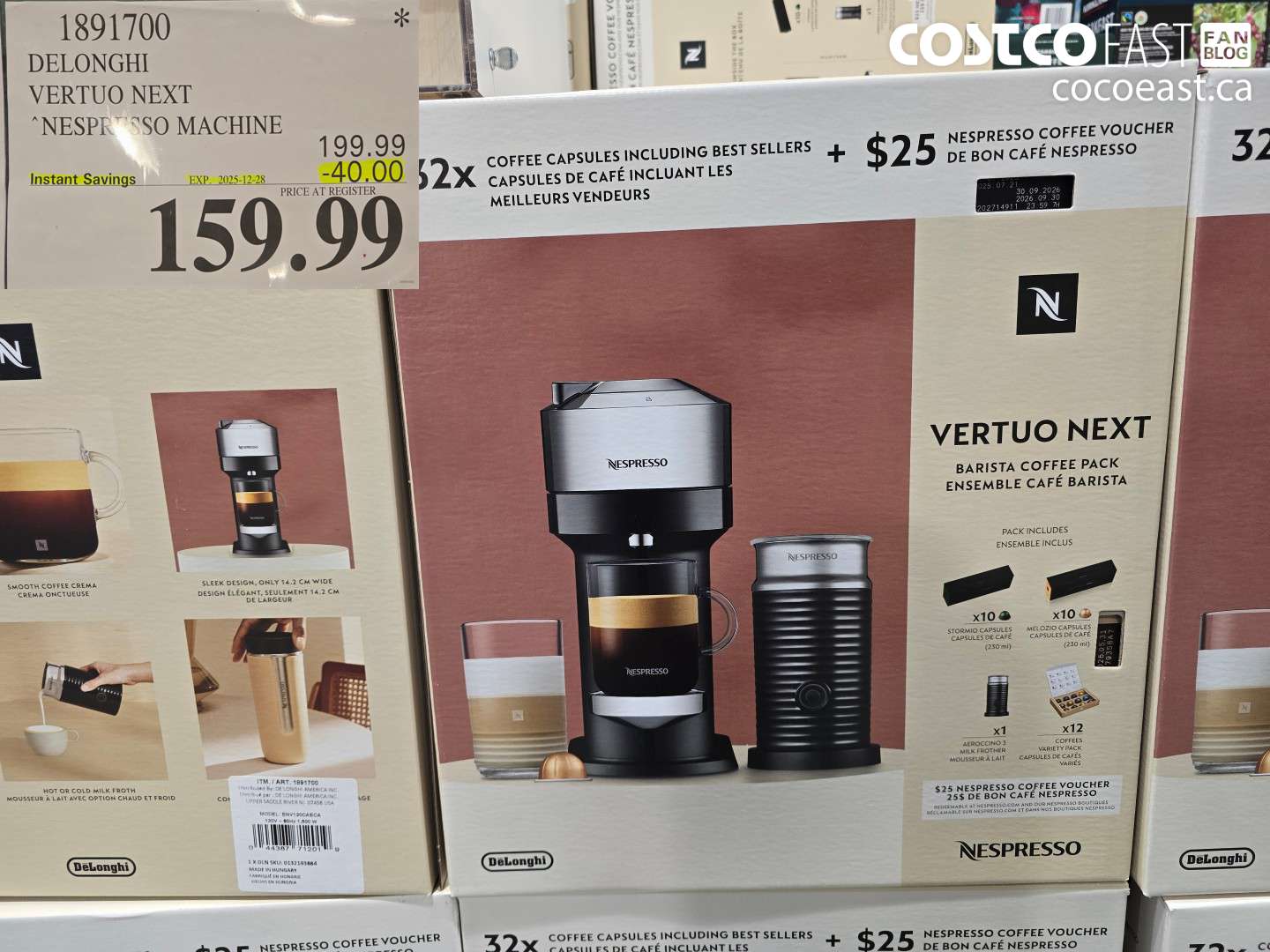 1891700 DELONGHI VERTUO NEXT NESPRESSO MACHINE ($40.00 INSTANT SAVINGS EXPIRES ON 2025-12-28) $159.99